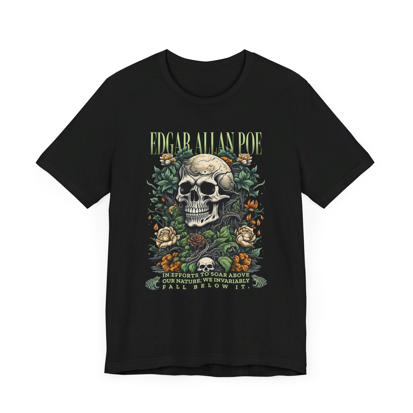 Edgar Allan Poe, Fairycore Night Garden T-Shirt, Book Lover Tee, Haunting Gothic Gift, Light, Dark Academia, Literary Poetry Bookclub Shirt T-Shirt Printify
