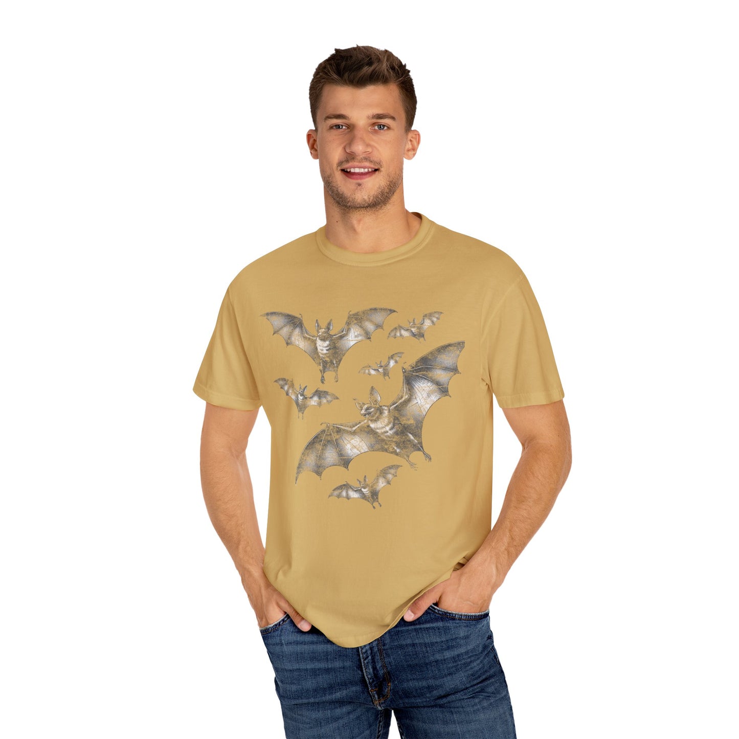 Bat Retro Goth TShirt Vintage Grunge Style Bat Shirt For Halloween Party Spooky Vibes Witchy Dark Academia Comfort Colors Oversized Shirt T-Shirt Printify