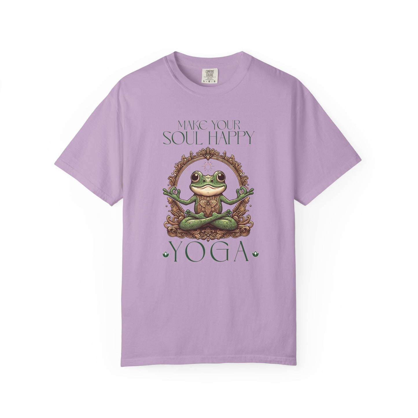 Green Yoga Frog Make Your Soul Happy Unisex T-Shirt, Casual Wear, Highlander Fan Gift, T-Shirt Printify Orchid S