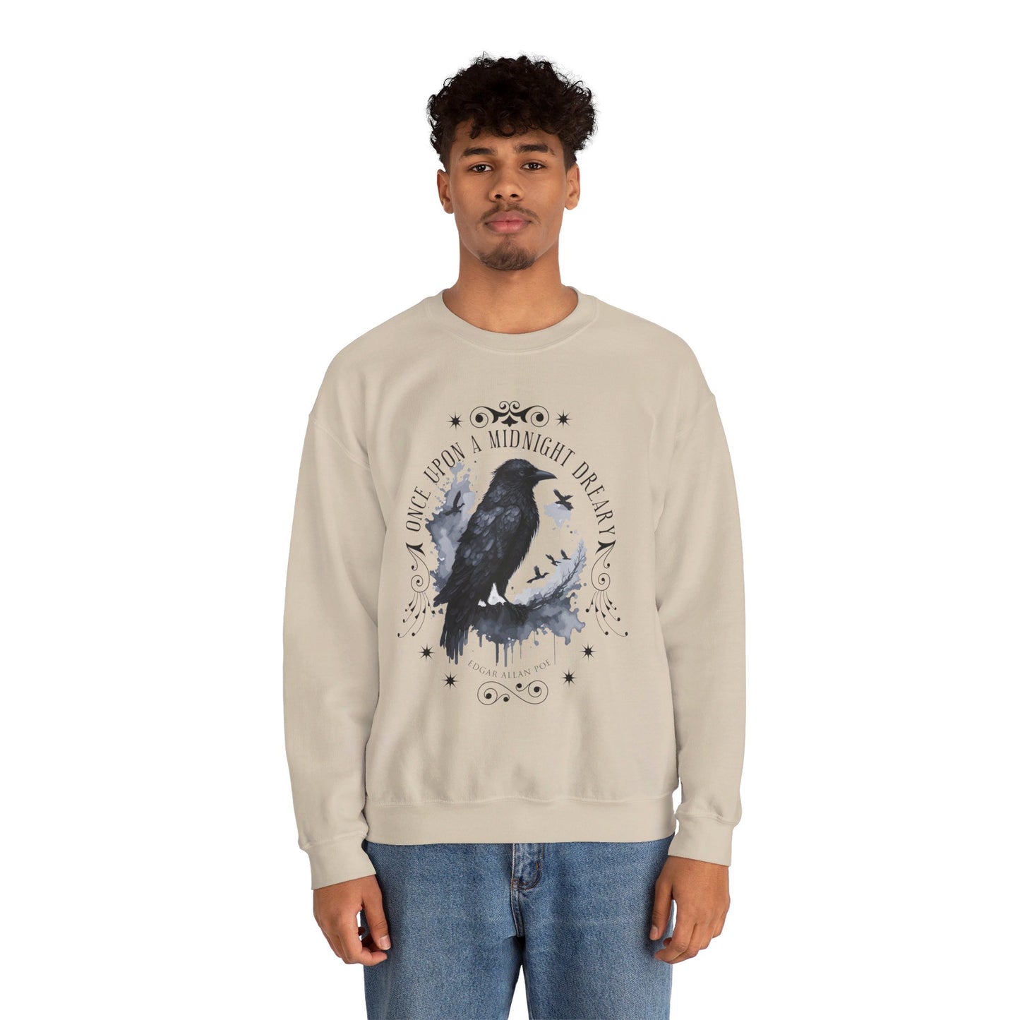 Edgar Allan Poe, The Raven Sweatshirt, Poet, Poetry Lover Sweater, Book Lover, Haunting Gothic Gift, Light, Dark Academia, Horror Movie Top Sweatshirt Printify