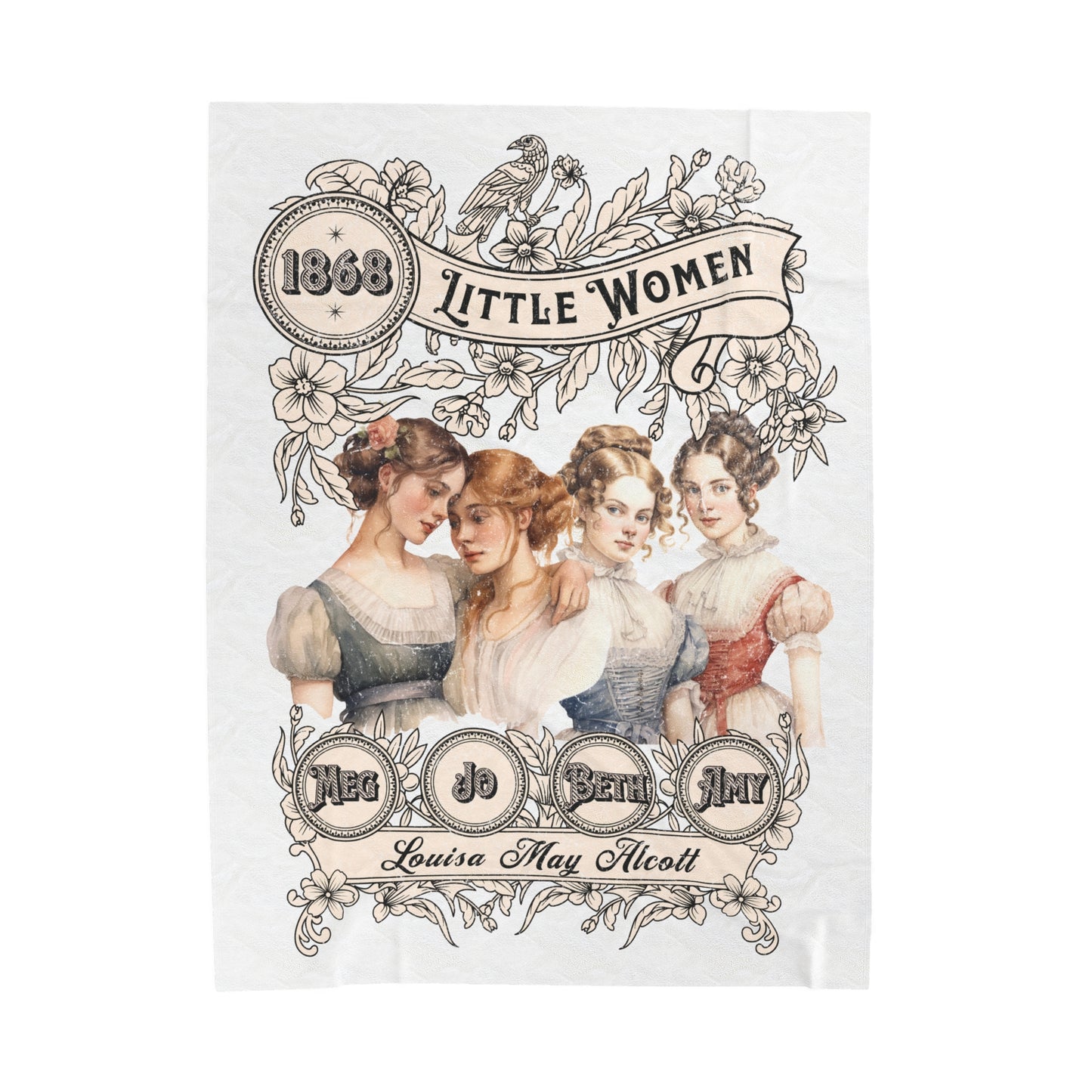 Little Women Plush Throw Blanket, Louisa May Alcott Historical Romance, Bookish Literary Reading Blanket Fan Art Gift for Her, Bookclub All Over Prints Printify 60" × 80"