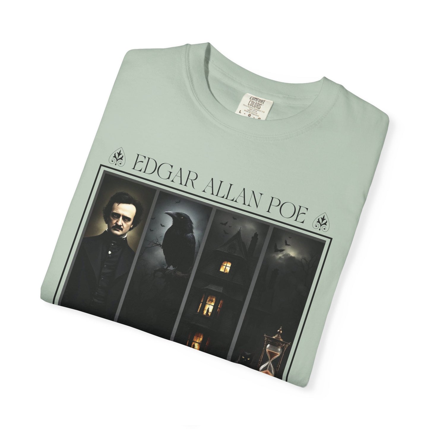 Edgar Allan Poe T-Shirt Gothic Graphic Tee The Raven Nevermore Quote Horror Literature Shirt Dark Academia Aesthetic Halloween Party Gift