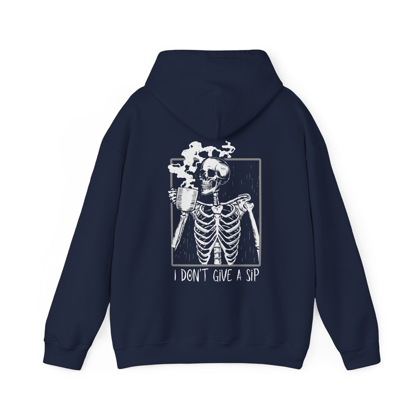 Halloween Skeleton Hoodie, Funny Coffee Drinking Skeleton, Spooky Season Sweater, Trick or Treating Shirt, Warm Halloween Party Hoodie Hoodie Printify