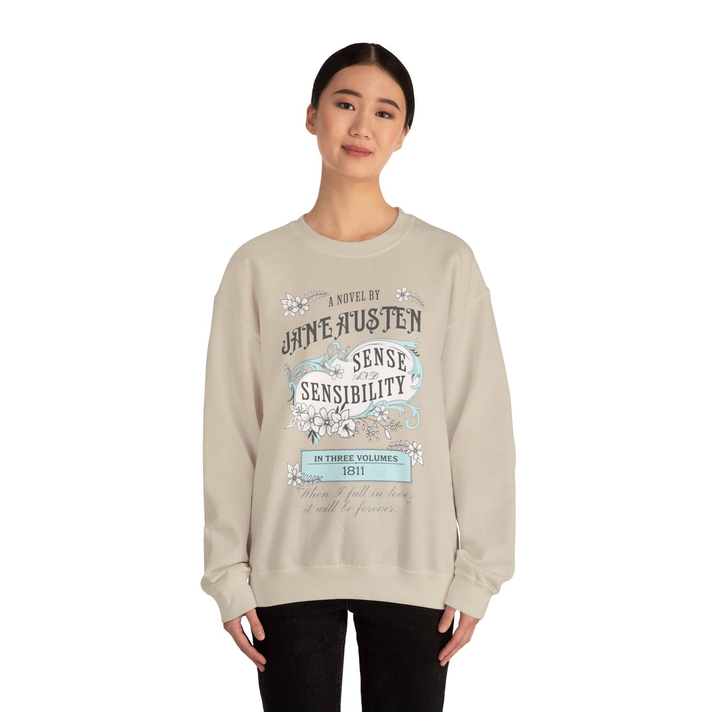 Jane Austen Sweatshirt, Sense & Sensibility Historical Romance Sweater, Bookish Literary Jane Austen Fan Art Gift, Gift for Her, Readers, Sweatshirt Printify
