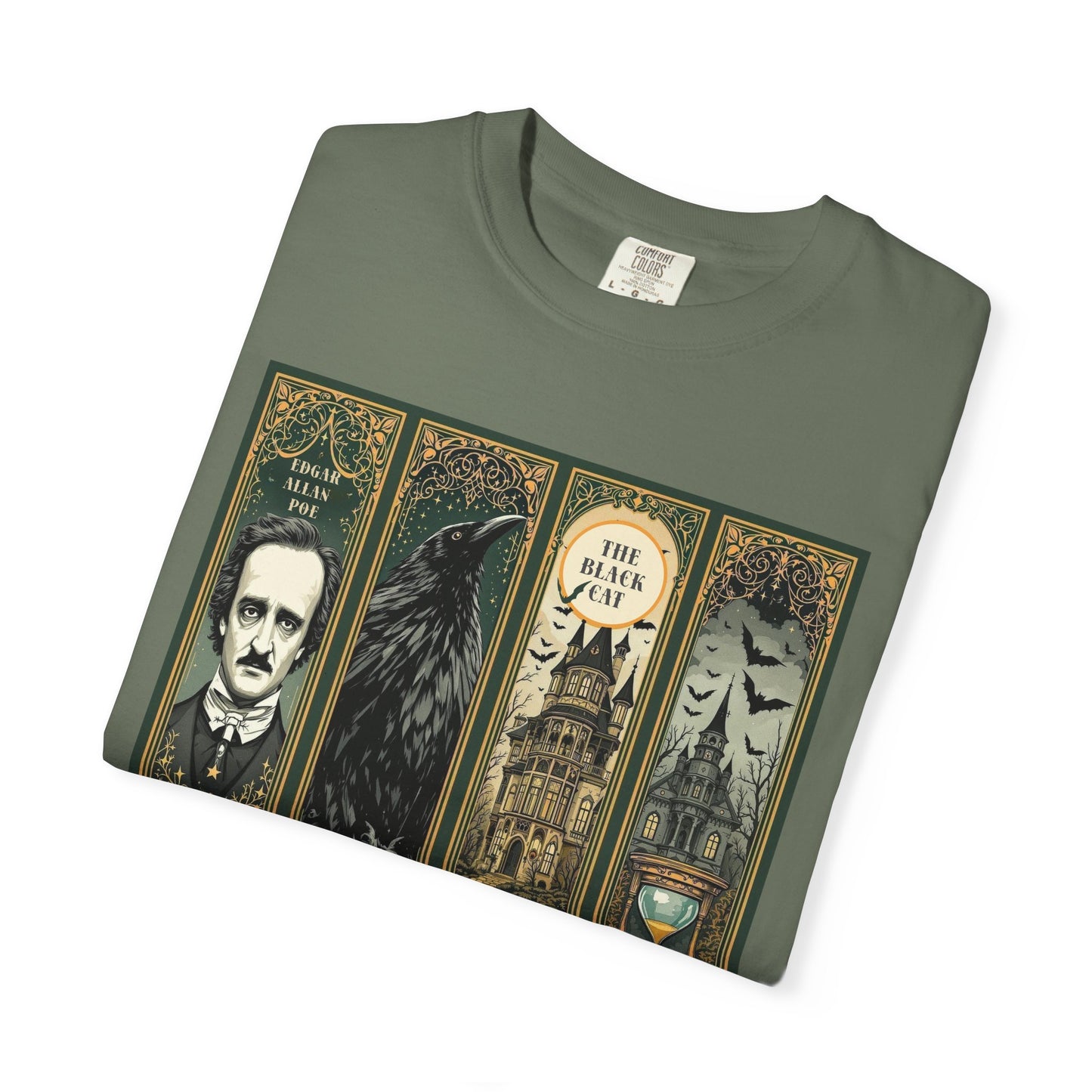 Edgar Allan Poe T-Shirt Gothic Graphic Tee The Raven Nevermore Quote Horror Literature Shirt Dark Academia Aesthetic Halloween Party Gift