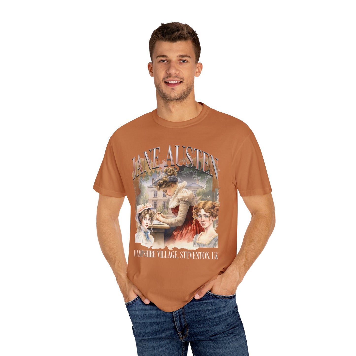 Retro Jane Austen Unisex Garment-Dyed T-shirt T-Shirt Printify