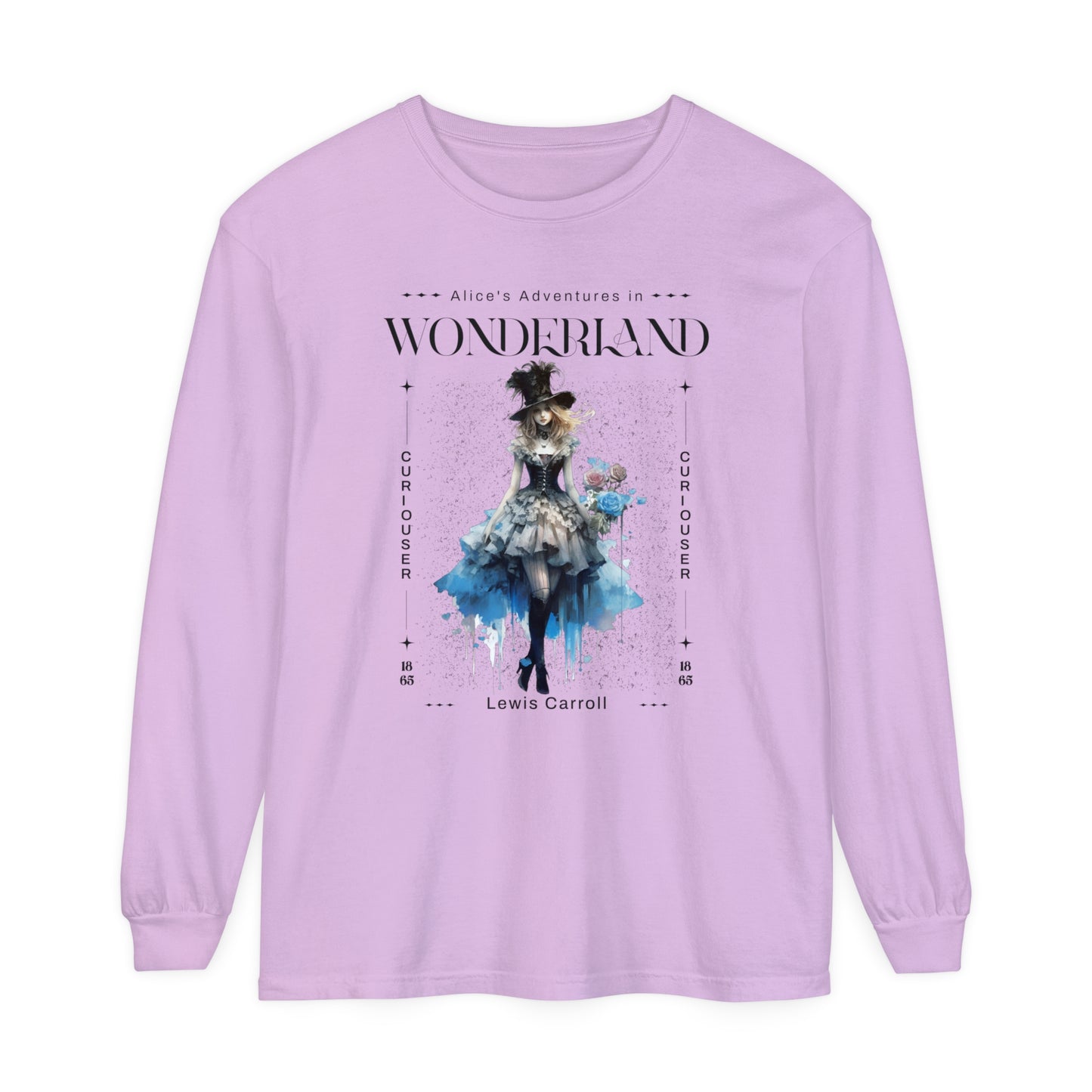 Alice In Wonderland Long Sleeve Shirt, Lewis Carroll Whimsigoth Streetwear Academia TShirt, Mad Hatter's Tea Party Tee Bookish Booktok Gift Long-sleeve Printify Orchid S