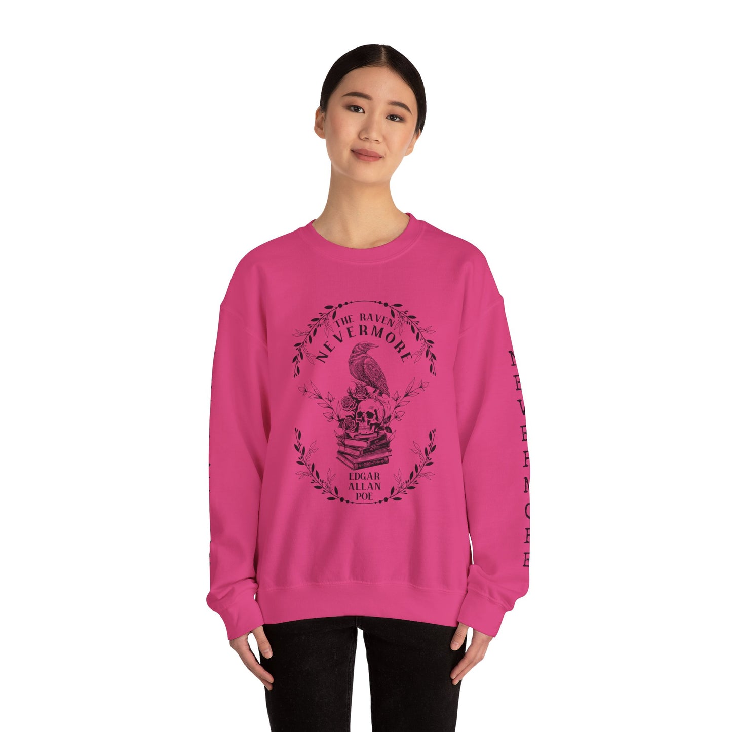 Edgar Allan Poe, Nevermore The Raven Sweatshirt, Book Lover, Halloween, Haunting Gothic Gift, Light, Dark Academia, Horror Movie Sweater Sweatshirt Printify