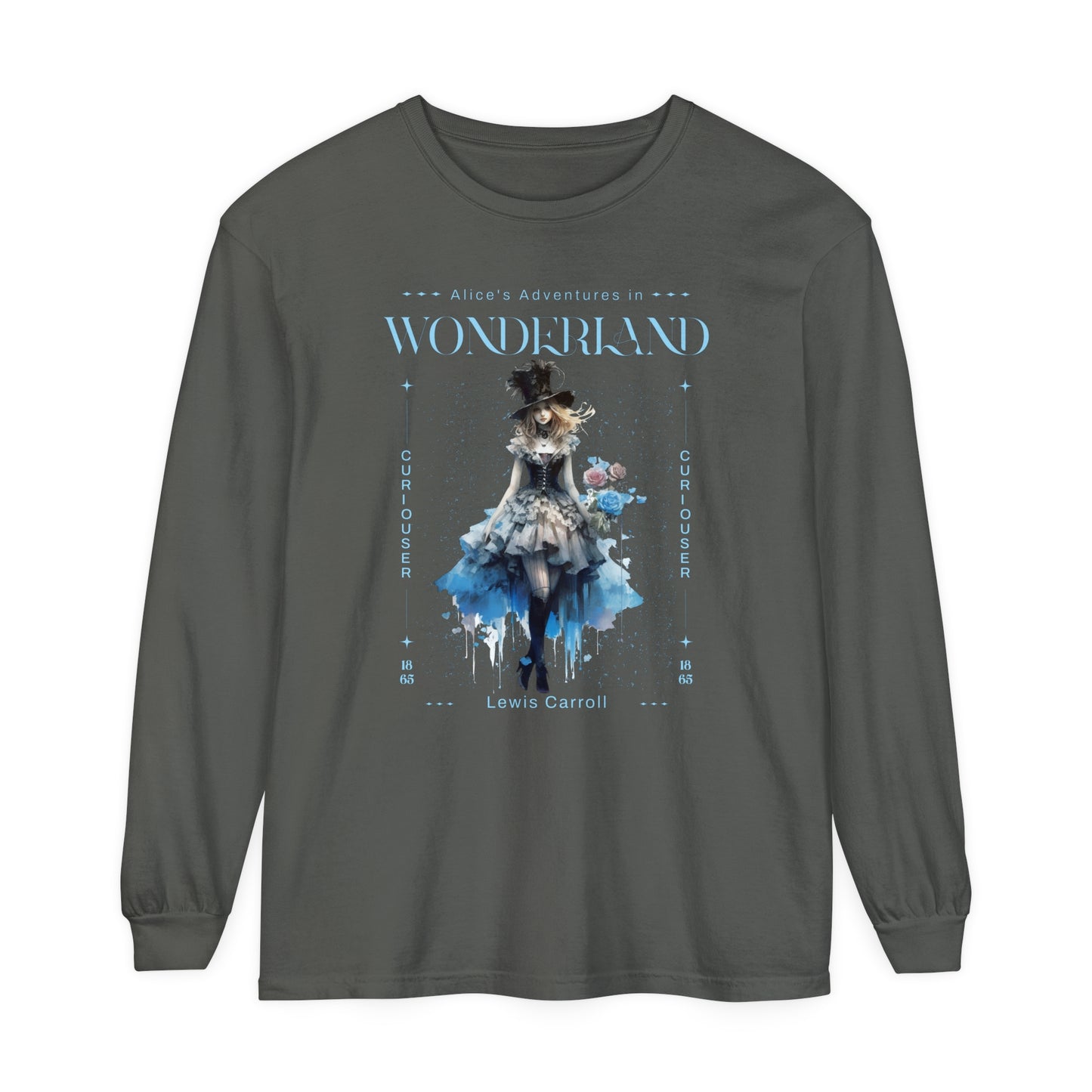 Alice In Wonderland Long Sleeve Shirt, Lewis Carroll Whimsigoth Streetwear Academia TShirt, Mad Hatter's Tea Party Tee Bookish Booktok Gift Long-sleeve Printify Pepper S