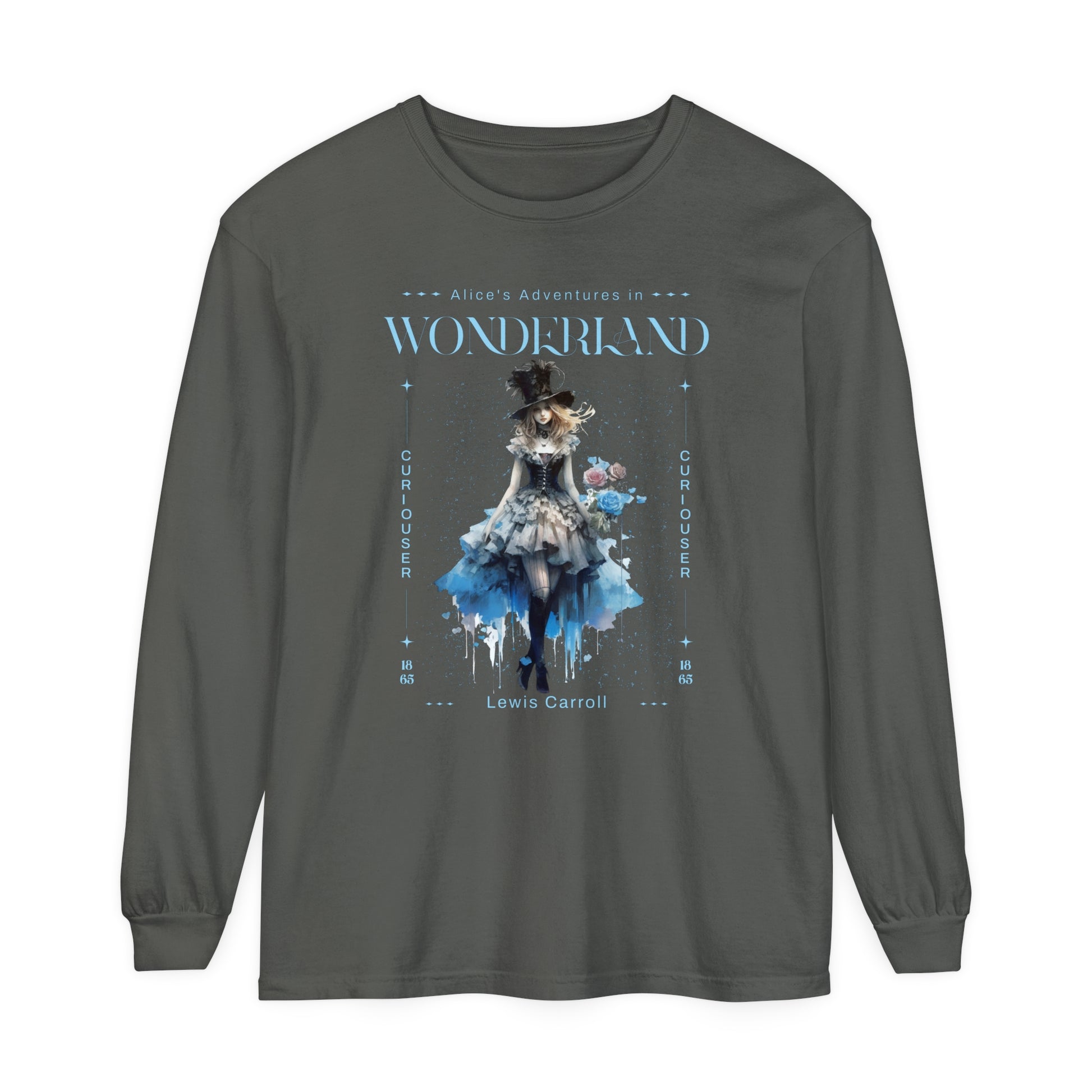 Alice In Wonderland Long Sleeve Shirt, Lewis Carroll Whimsigoth Streetwear Academia TShirt, Mad Hatter's Tea Party Tee Bookish Booktok Gift Long-sleeve Printify Pepper S