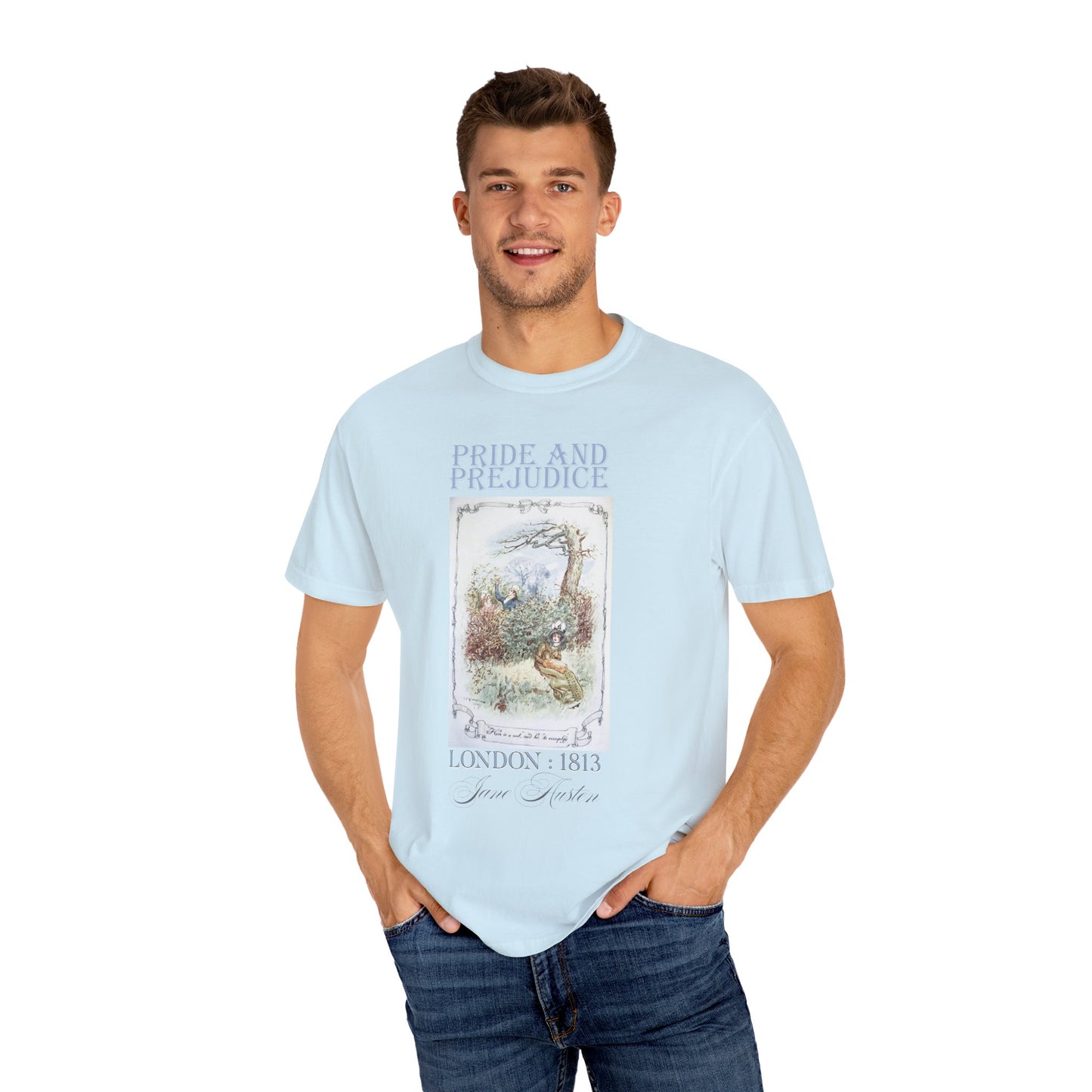 Jane Austen Comfort Colors TShirt, Pride & Prejudice Historical Romance, Bookish Literary Jane Austen Fan Art Gift for Her Bookclub Tee T-Shirt Printify