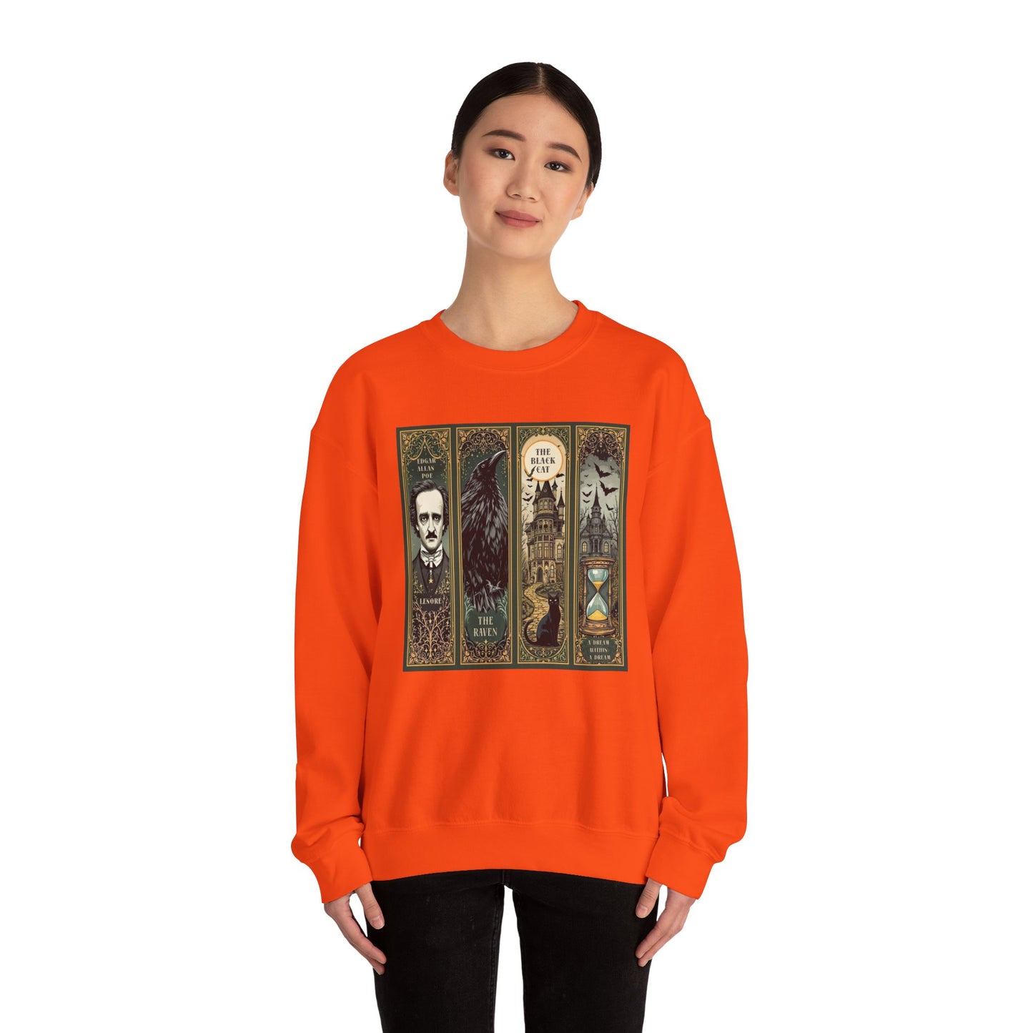 Edgar Allan Poe Sweatshirt The Raven Nevermore Gothic Horror Sweater Dark Academia Macabre Halloween Gift for Book Lovers Birthday Christmas