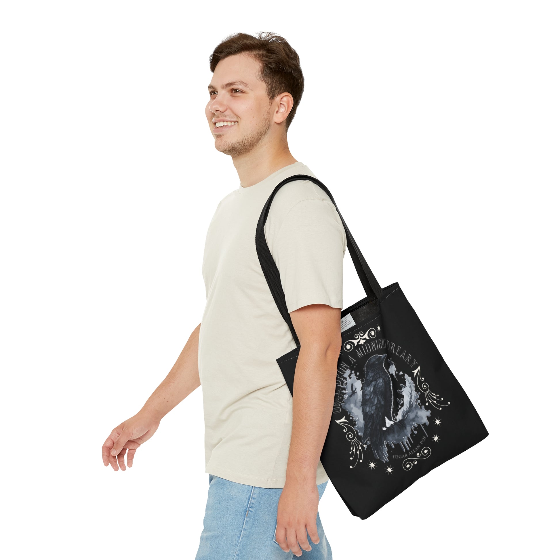 Edgar Allan Poe Tote Bag, The Raven Vintage Poetry Lover Shoulder Bag, Dark Academia, Literary, Bookish, Bookclub Gift, Fall Autumn Gift Bags Printify