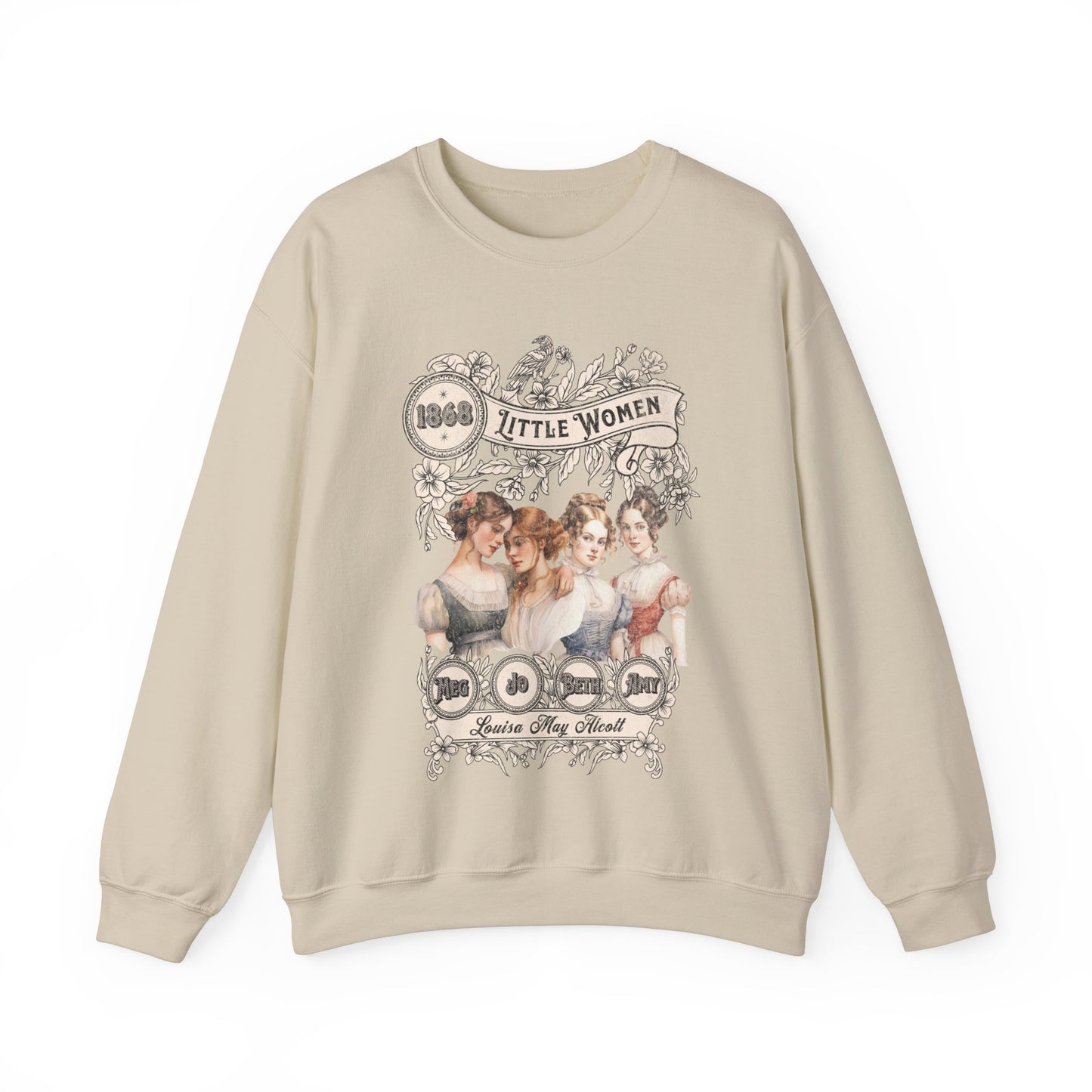 Little Women Sweatshirt, Louisa May Alcott Historical Romance Sweater, Bookish Literary Fan Art Gift, Gift for Her, Bookclub Crewneck Shirt Sweatshirt Printify S Sand