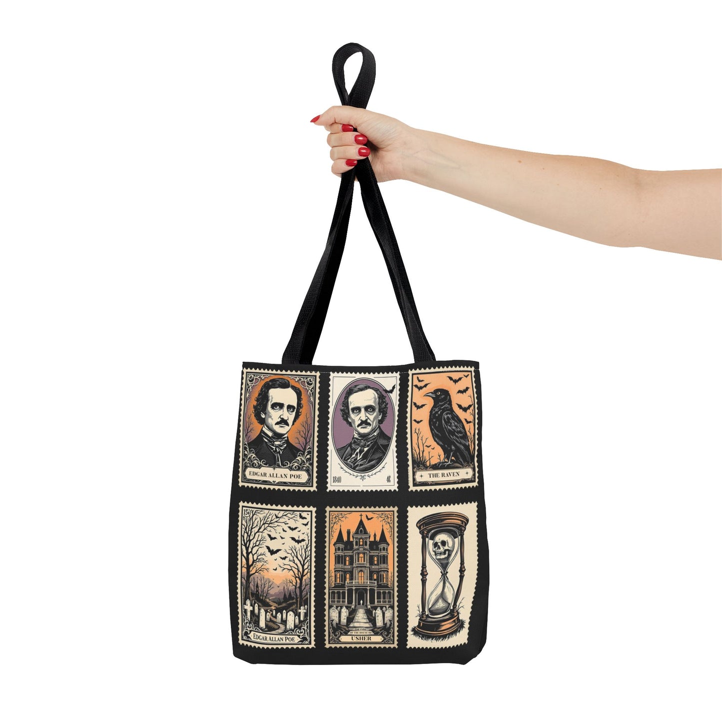 Edgar Allan Poe Tote Bag Gothic Literary Gift for Book Lover Dark Academia Macabre Accessory Halloween Tote Fall School Bag for Poetember Bags Printify