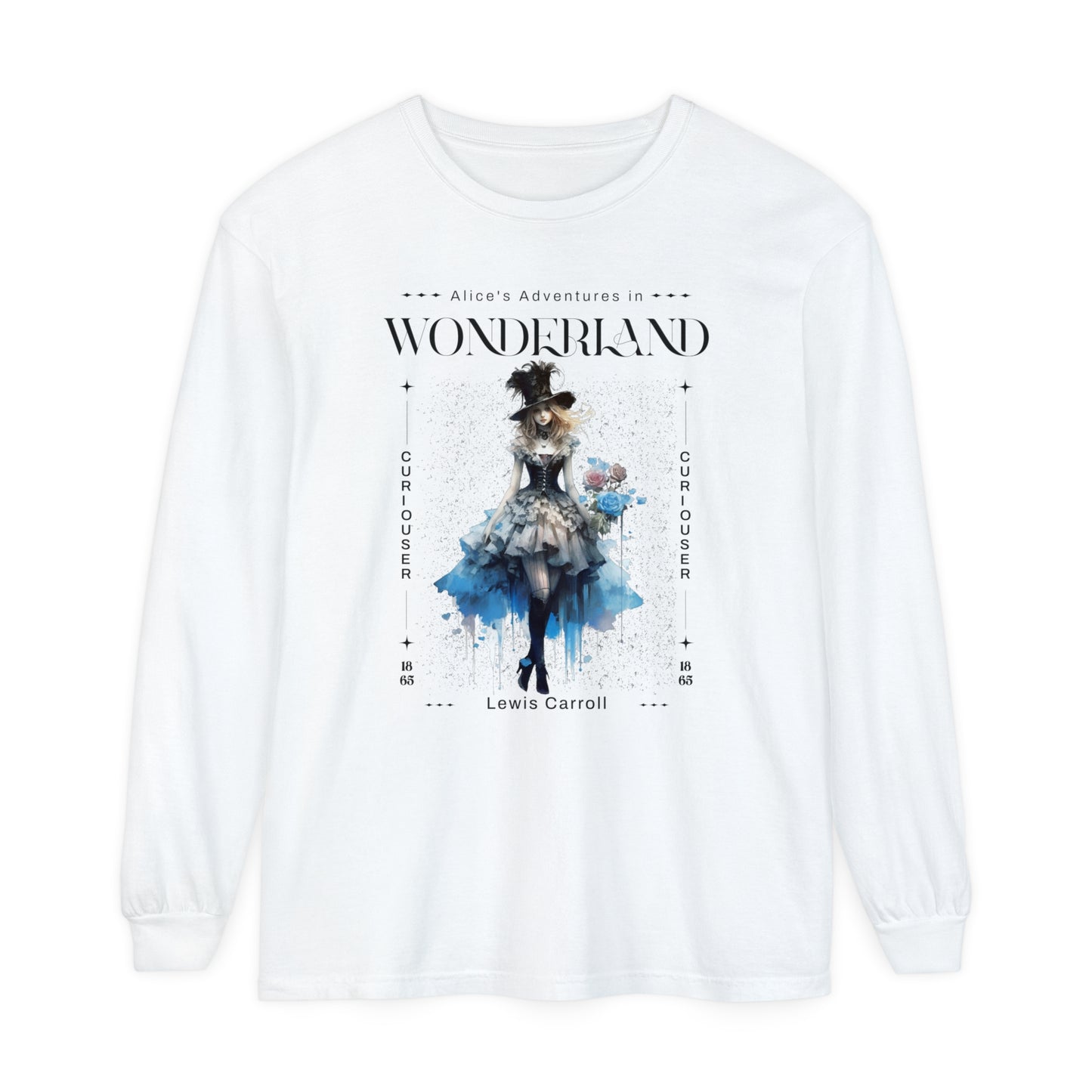 Alice In Wonderland Long Sleeve Shirt, Lewis Carroll Whimsigoth Streetwear Academia TShirt, Mad Hatter's Tea Party Tee Bookish Booktok Gift Long-sleeve Printify White S