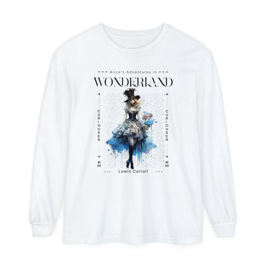 Alice In Wonderland Long Sleeve Shirt, Lewis Carroll Whimsigoth Streetwear Academia TShirt, Mad Hatter's Tea Party Tee Bookish Booktok Gift Long-sleeve Printify White S