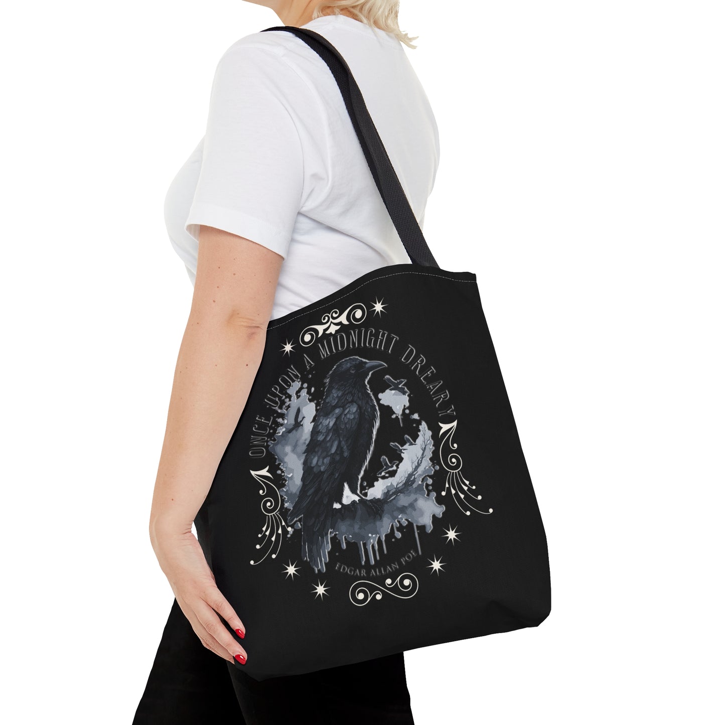 Edgar Allan Poe Tote Bag, The Raven Vintage Poetry Lover Shoulder Bag, Dark Academia, Literary, Bookish, Bookclub Gift, Fall Autumn Gift Bags Printify