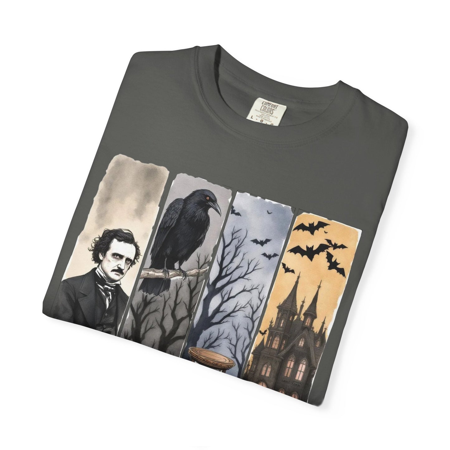 Edgar Allan Poe T-Shirt Gothic Graphic Tee The Raven Nevermore Quote Horror Literature Shirt Dark Academia Aesthetic Halloween Party Gift