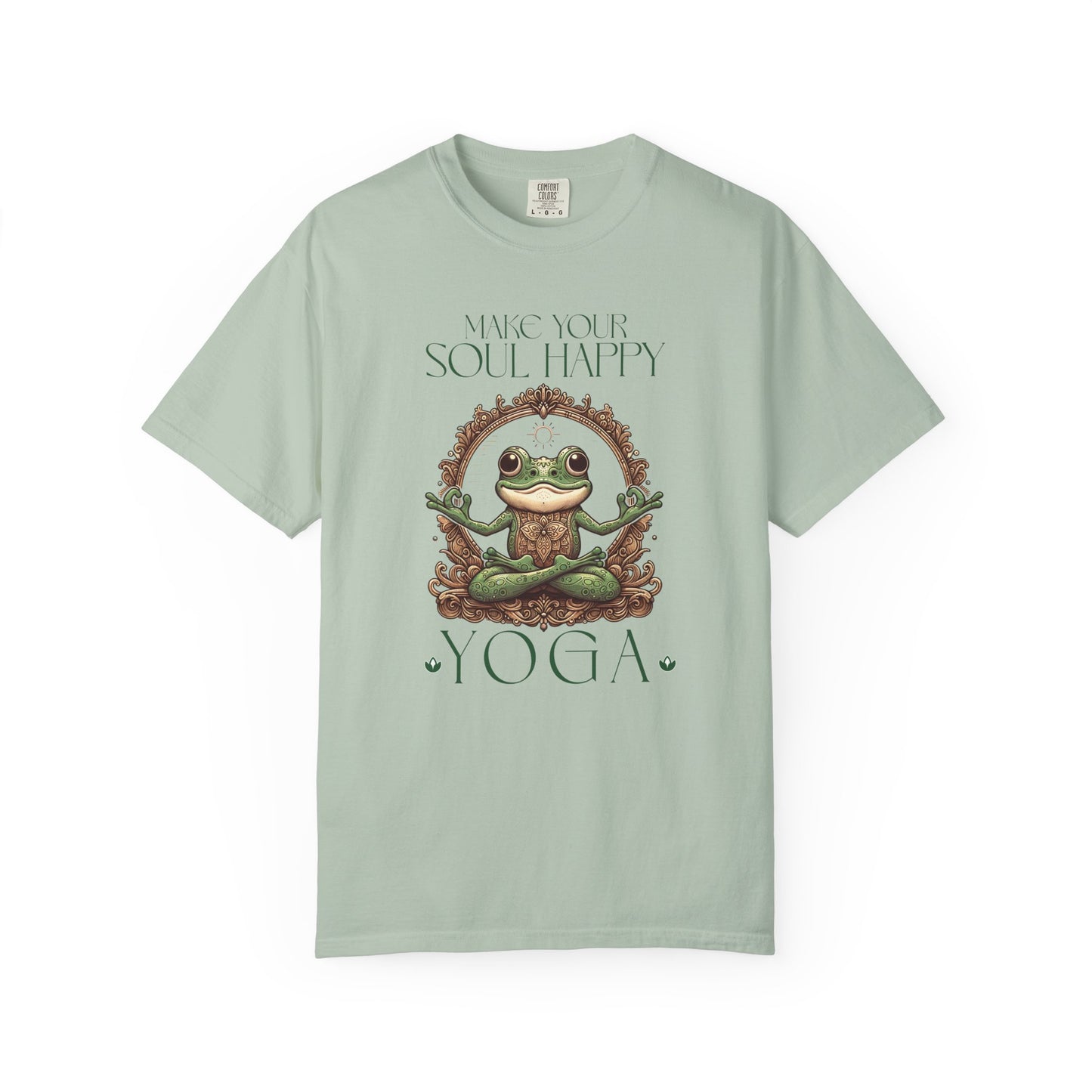 Green Yoga Frog Make Your Soul Happy Unisex T-Shirt, Casual Wear, Highlander Fan Gift, T-Shirt Printify Bay S