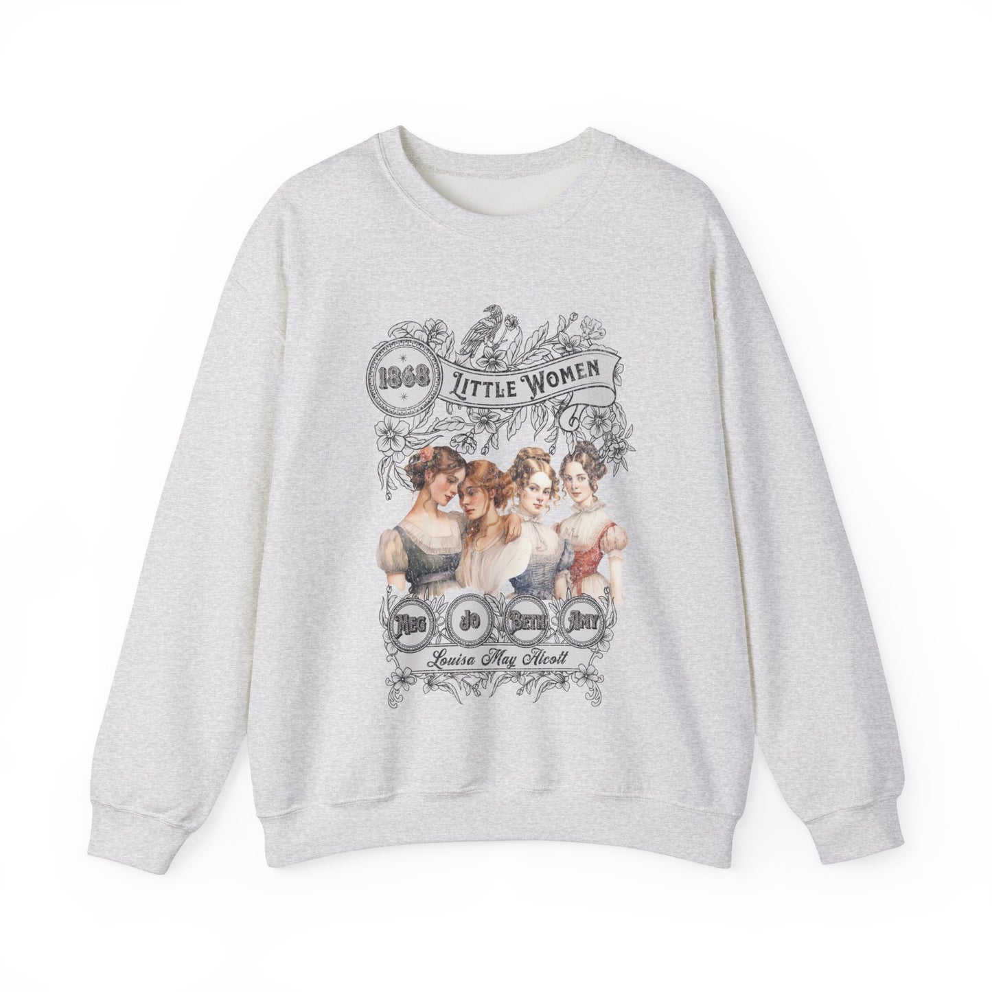 Little Women Sweatshirt, Louisa May Alcott Historical Romance Sweater, Bookish Literary Fan Art Gift, Gift for Her, Bookclub Crewneck Shirt Sweatshirt Printify S Ash