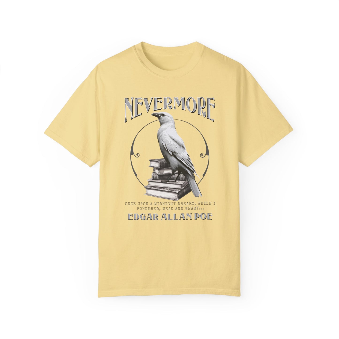 Edgar Allan Poe The White Raven Unisex Garment-Dyed T-shirt T-Shirt Printify Butter S