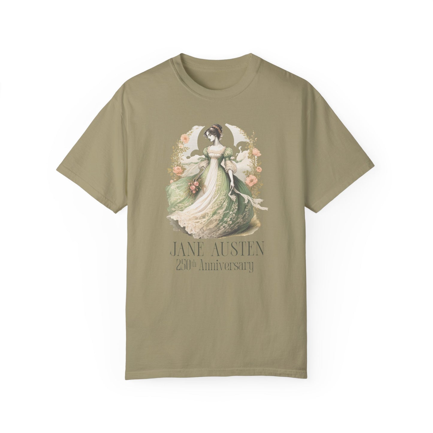 Jane Austen T-Shirt 250th Anniversary Gift For Her Birthday Historical Romance Tee Bookish Literary Gift Bookclub Booknerd Book Lover Shirt T-Shirt Printify Khaki S