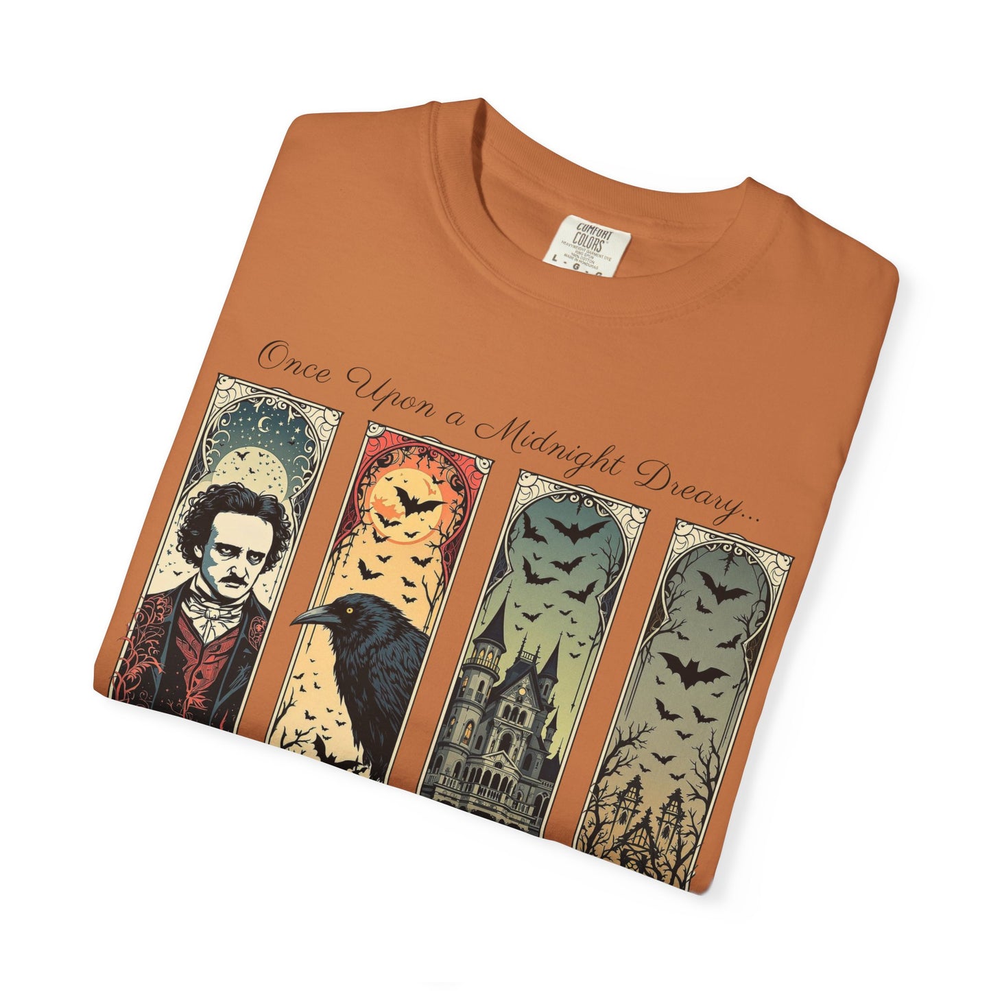 Edgar Allan Poe T-Shirt Gothic Graphic Tee The Raven Nevermore Quote Horror Literature Shirt Dark Academia Aesthetic Halloween Party Gift