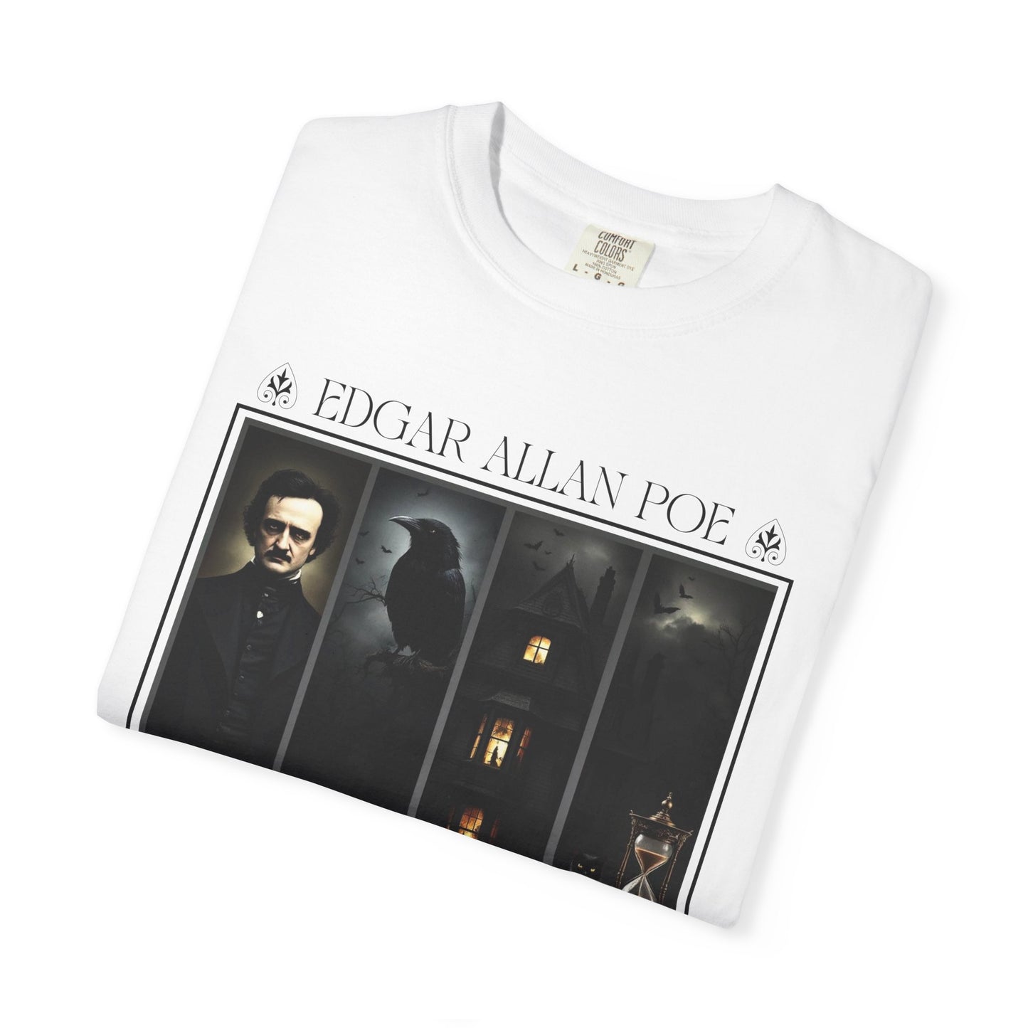 Edgar Allan Poe T-Shirt Gothic Graphic Tee The Raven Nevermore Quote Horror Literature Shirt Dark Academia Aesthetic Halloween Party Gift T-Shirt Printify