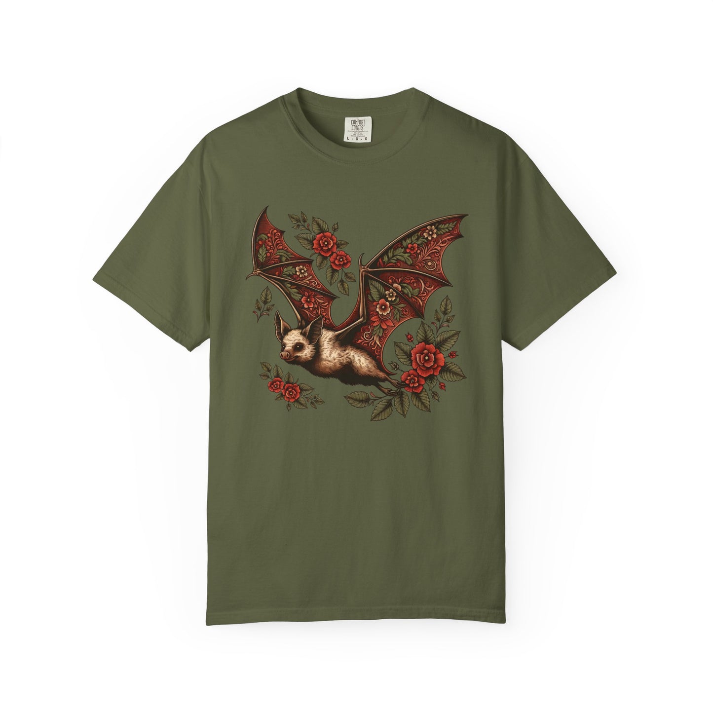 Vintage Bat TShirt Autumn Fall Style Bat Shirt For Halloween Party Spooky Vibes Witchy Dark Academia Comfort Colors Unisex Oversized Shirt T-Shirt Printify Hemp S