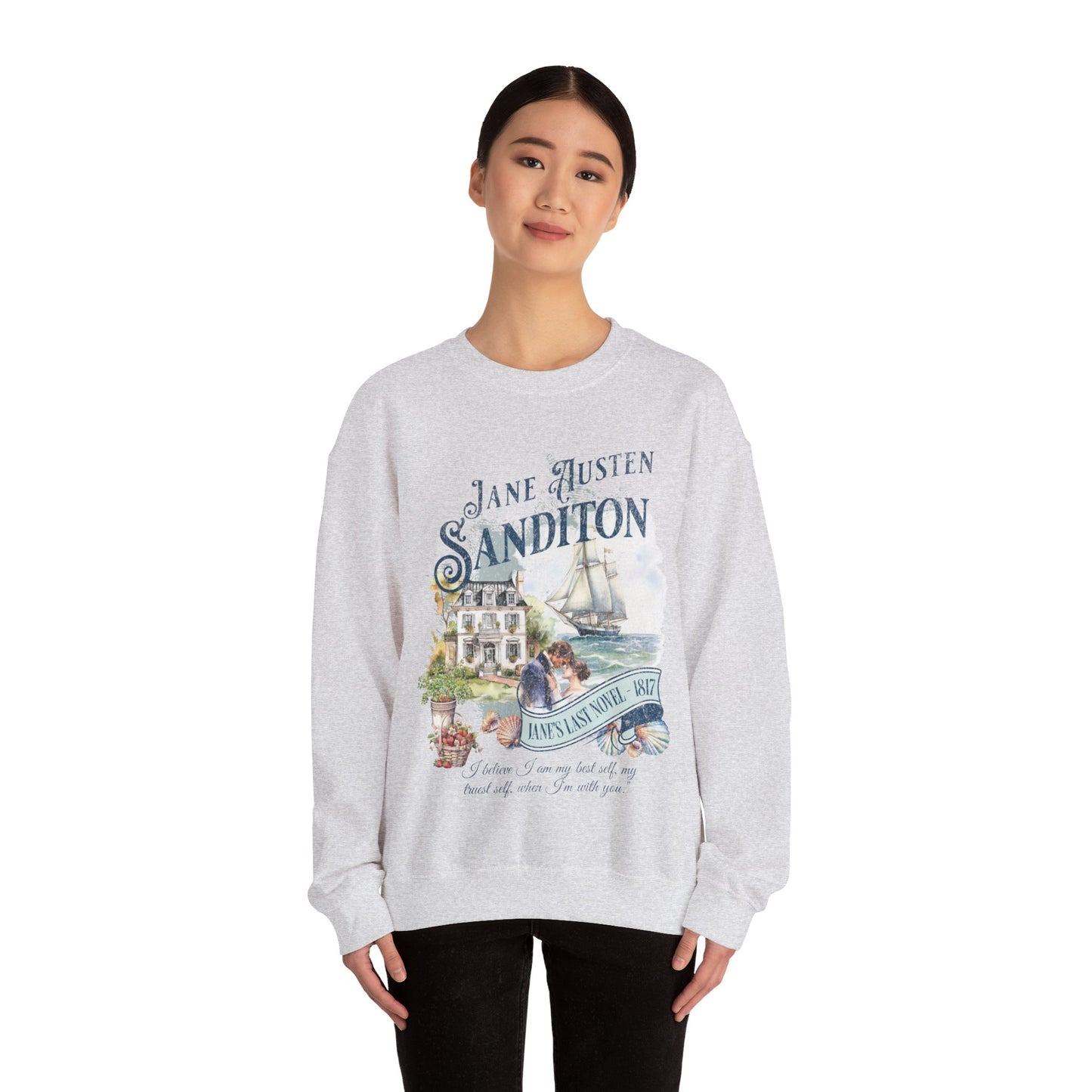 Jane Austen Sweatshirt, Sanditon Historical Romance, Bookish Literary Gift, Jane Austen Fan Art Shirt, Gift for Her, Gift for Readers, Sweatshirt Printify