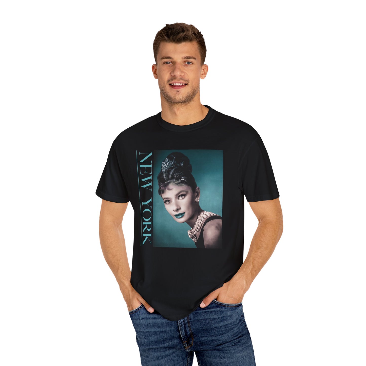 Retro Audrey Hepburn T-Shirt Vintage Paris Tee Gift For Her Bridal Party Shower Theme Girls Birthday Brunch Vacation Shirt Holly Golightly T-Shirt Printify