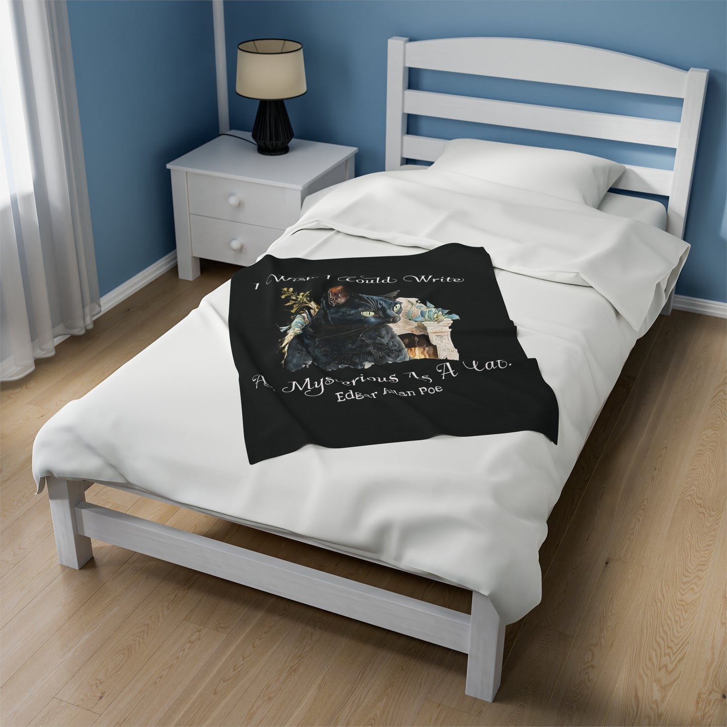 Edgar Allan Poe, The Black Cat Throw Blanket, Soft Book Lover Reading Blanket, Gothic Dark Academia, Horror Movie Watching Plush, Fairycore All Over Prints Printify