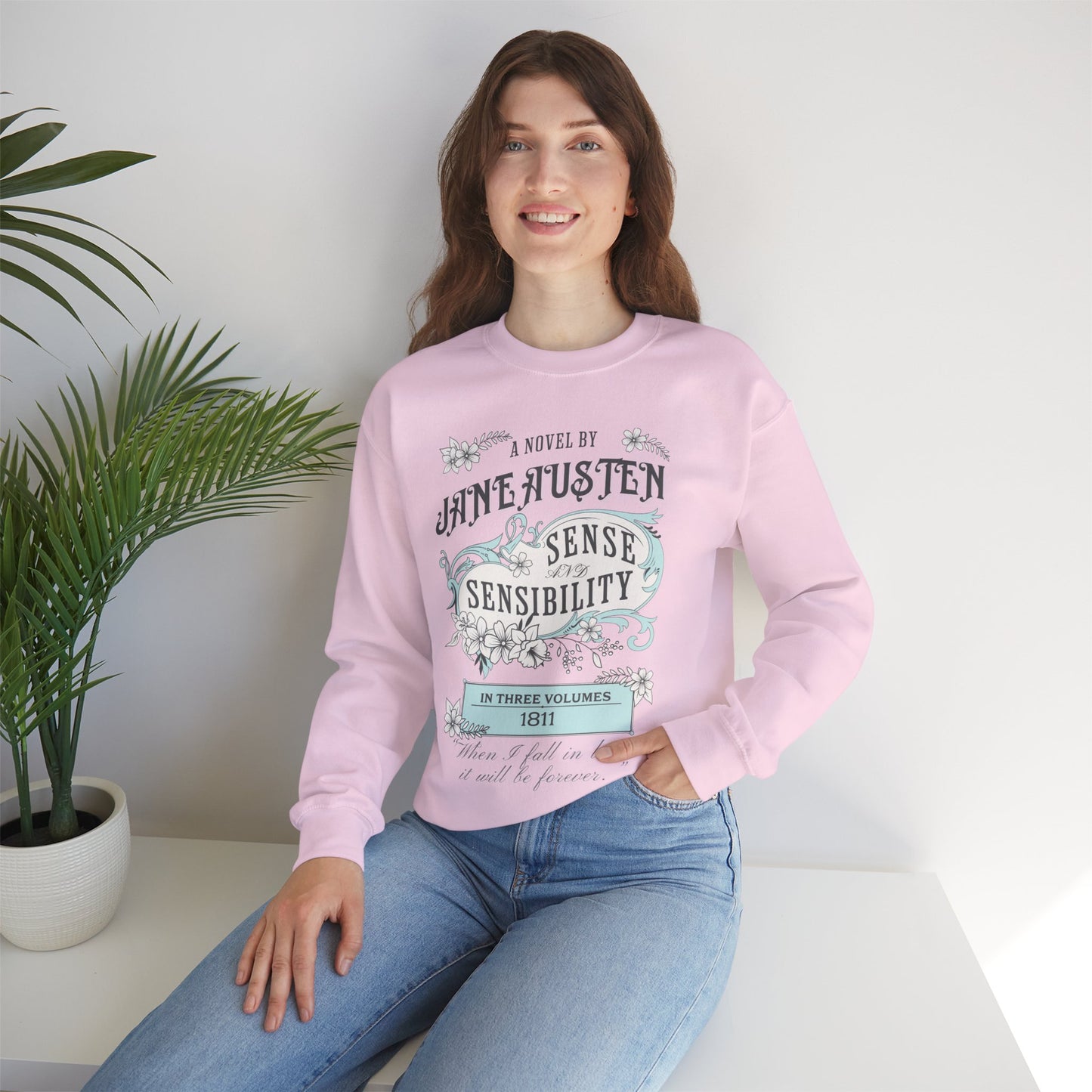 Jane Austen Sweatshirt, Sense & Sensibility Historical Romance Sweater, Bookish Literary Jane Austen Fan Art Gift, Gift for Her, Readers, Sweatshirt Printify
