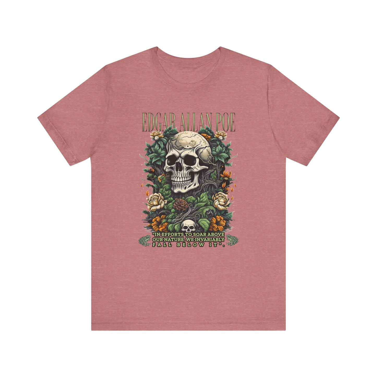 Edgar Allan Poe, Fairycore Night Garden T-Shirt, Book Lover Tee, Haunting Gothic Gift, Light, Dark Academia, Literary Poetry Bookclub Shirt T-Shirt Printify Heather Mauve S