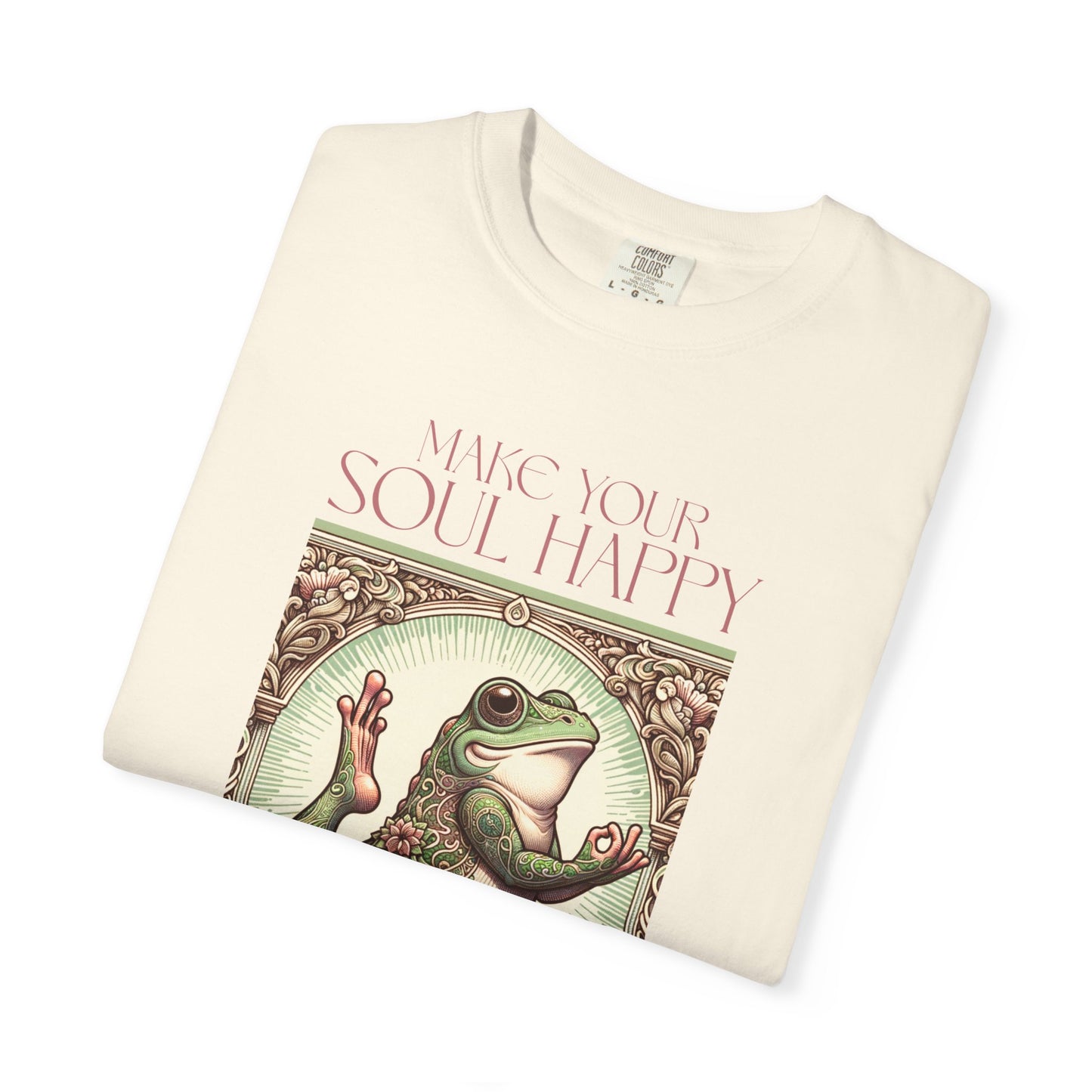 Yoga Frog Make Your Soul Happy Pink Unisex T-Shirt, Casual Wear, Highlander Fan Gift, Comfortable Graphic Tee T-Shirt Printify