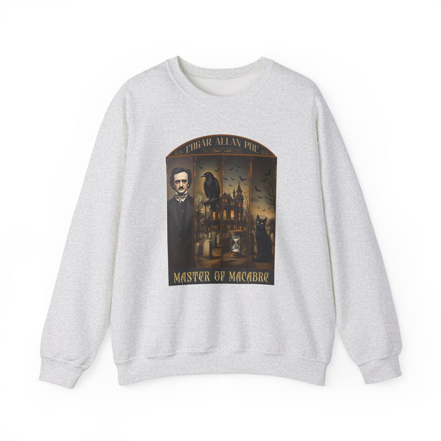 Edgar Allan Poe Sweatshirt The Raven Nevermore Gothic Horror Sweater Dark Academia Macabre Halloween Gift for Book Lovers Birthday Christmas Sweatshirt Printify Ash S