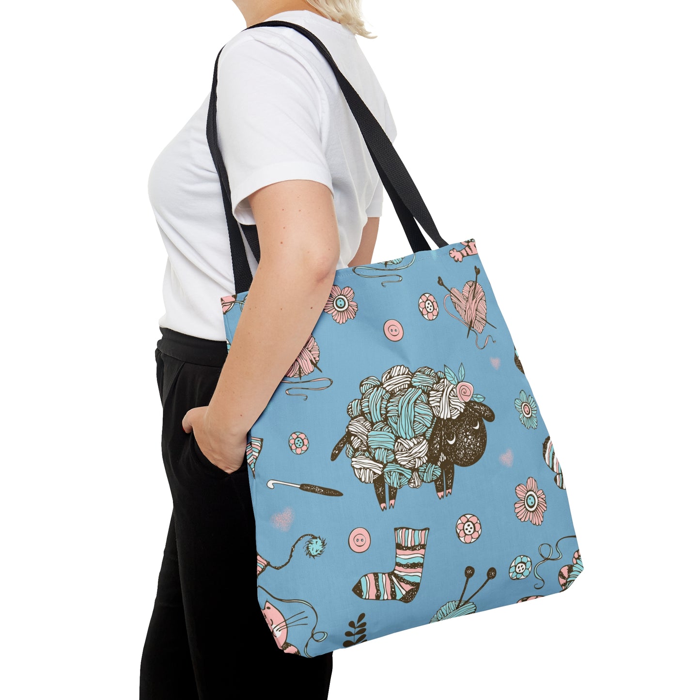 Craft, Crochet or Knitting Tote Bag, Yarn Storage Shoulder Bags, Gift for Knitter, Crafter, Grocery Shopping, School, Resusable, Travel Bag Bags Printify