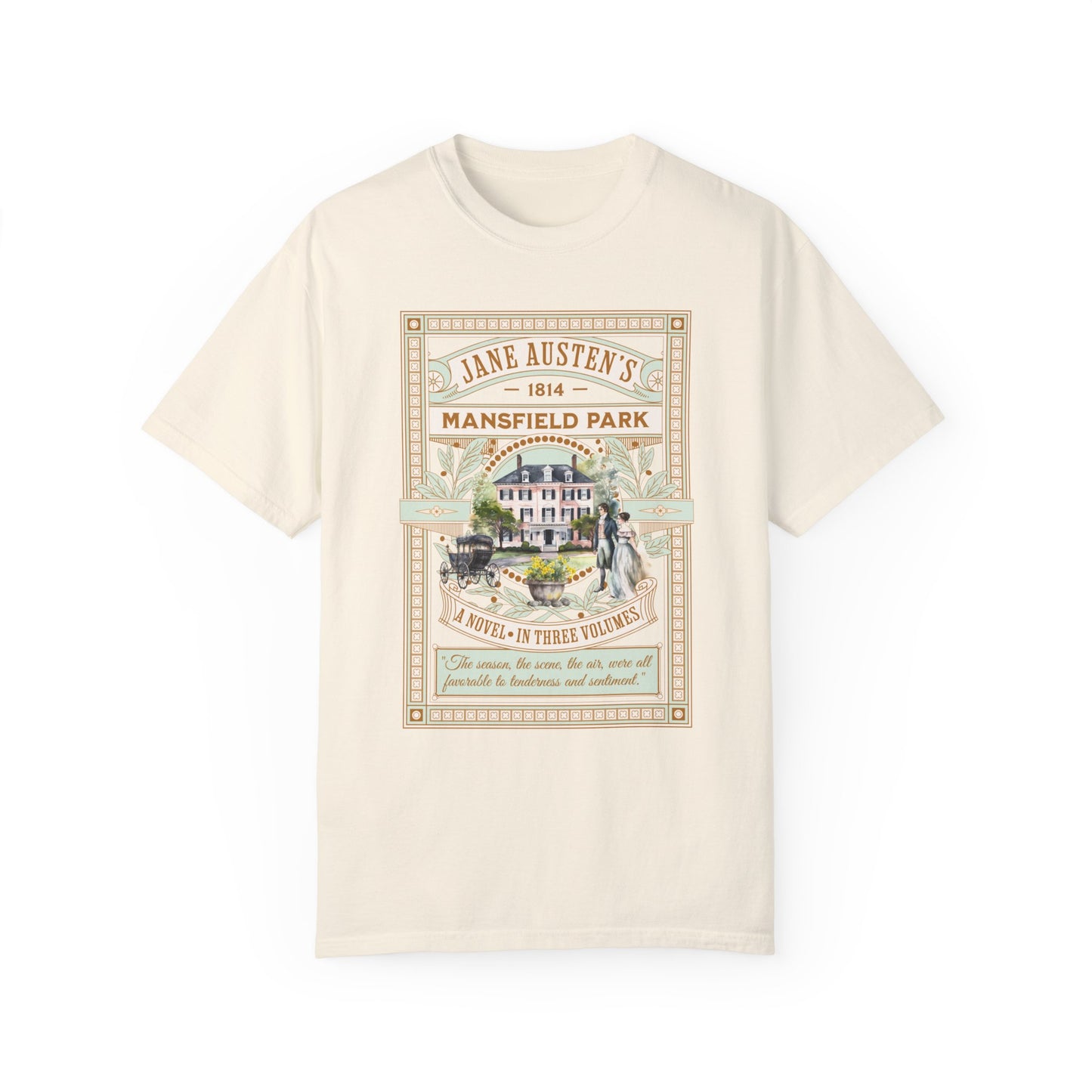 Jane Austen T- Shirt, Mansfield Park Historical Romance Comfort Colors Tee, Bookish Literary Jane Austen Fan Art Gift for Her Bookclub Shirt T-Shirt Printify Ivory S