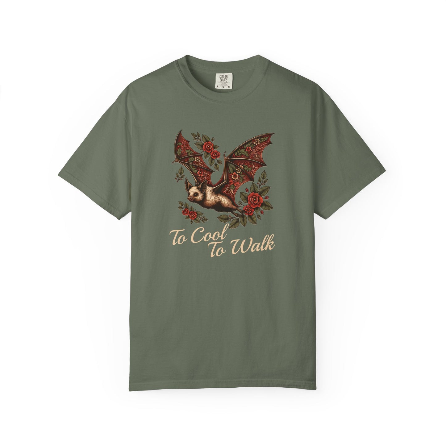 Bat Retro Goth TShirt Vintage Grunge Style Bat Shirt For Halloween Party Spooky Vibes Witchy Dark Academia Comfort Colors Oversized Shirt T-Shirt Printify Moss S
