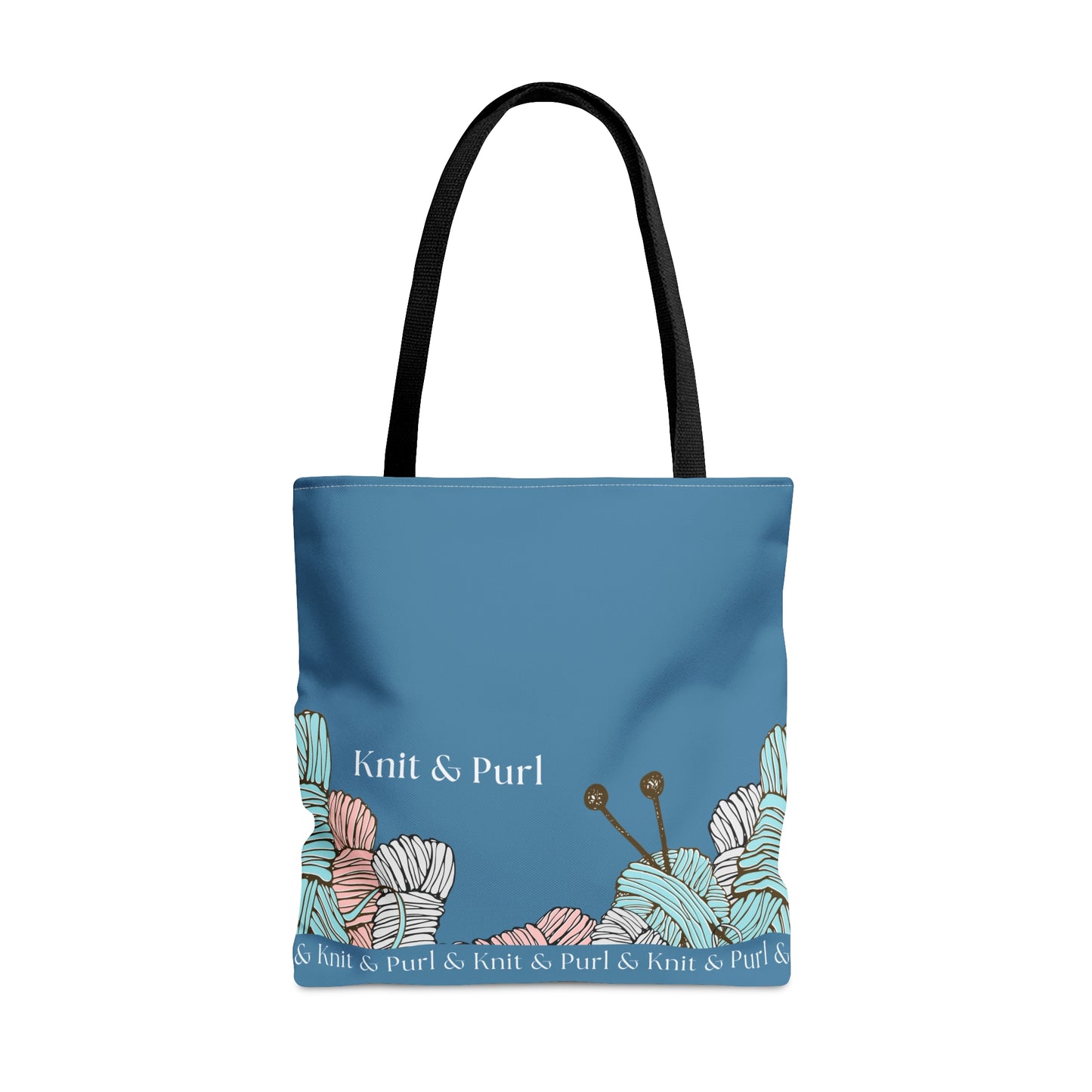 Knit & Purl Tote Bag, Crafter Bag, Yarn Storage Bag, Knitting Project Bag, Crochet Project Bag, Craft Project Tote Bag Bags Printify Large