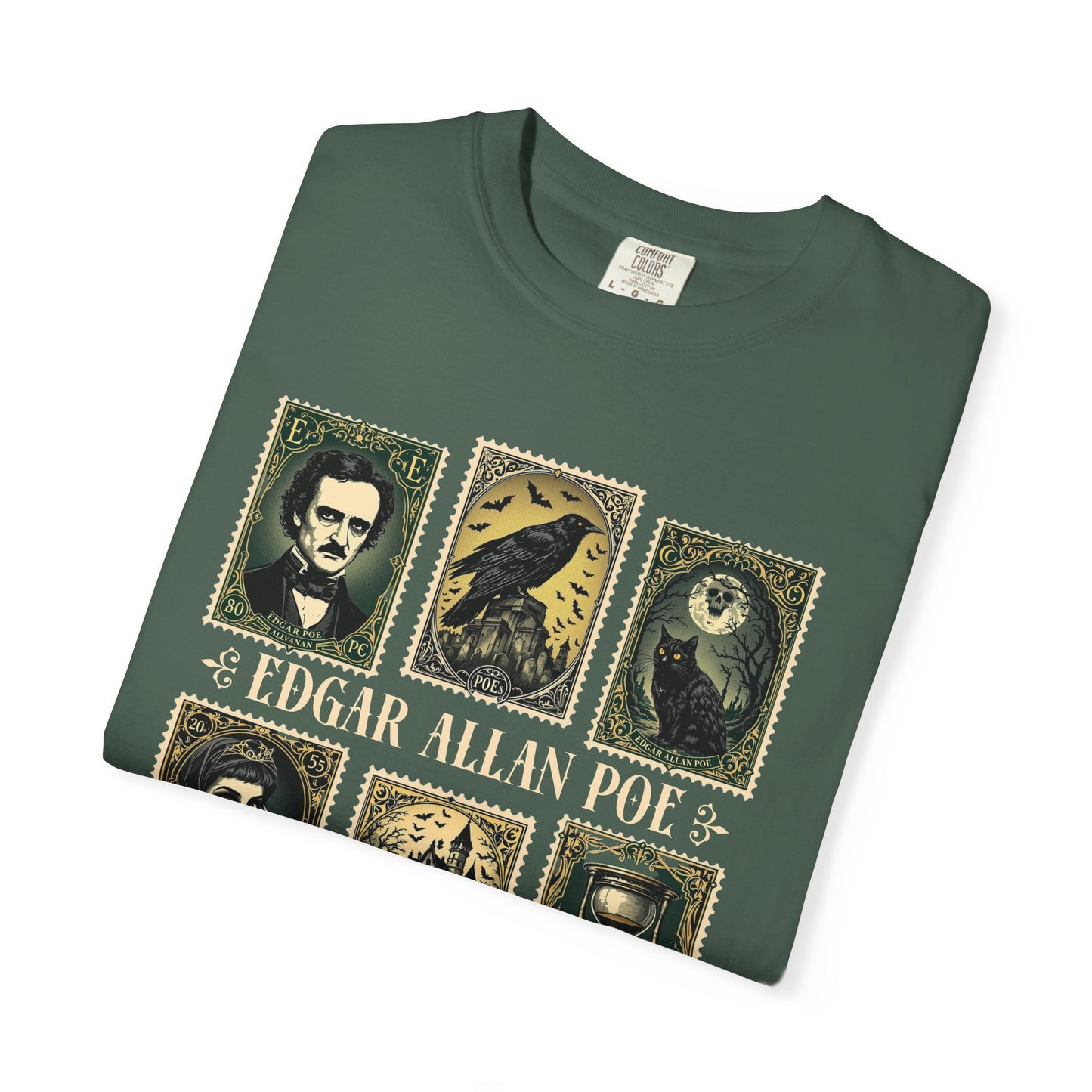 Edgar Allan Poe T-Shirt Gothic Graphic Tee The Raven Nevermore Quote Horror Literature Shirt Dark Academia Aesthetic Halloween Party Gift
