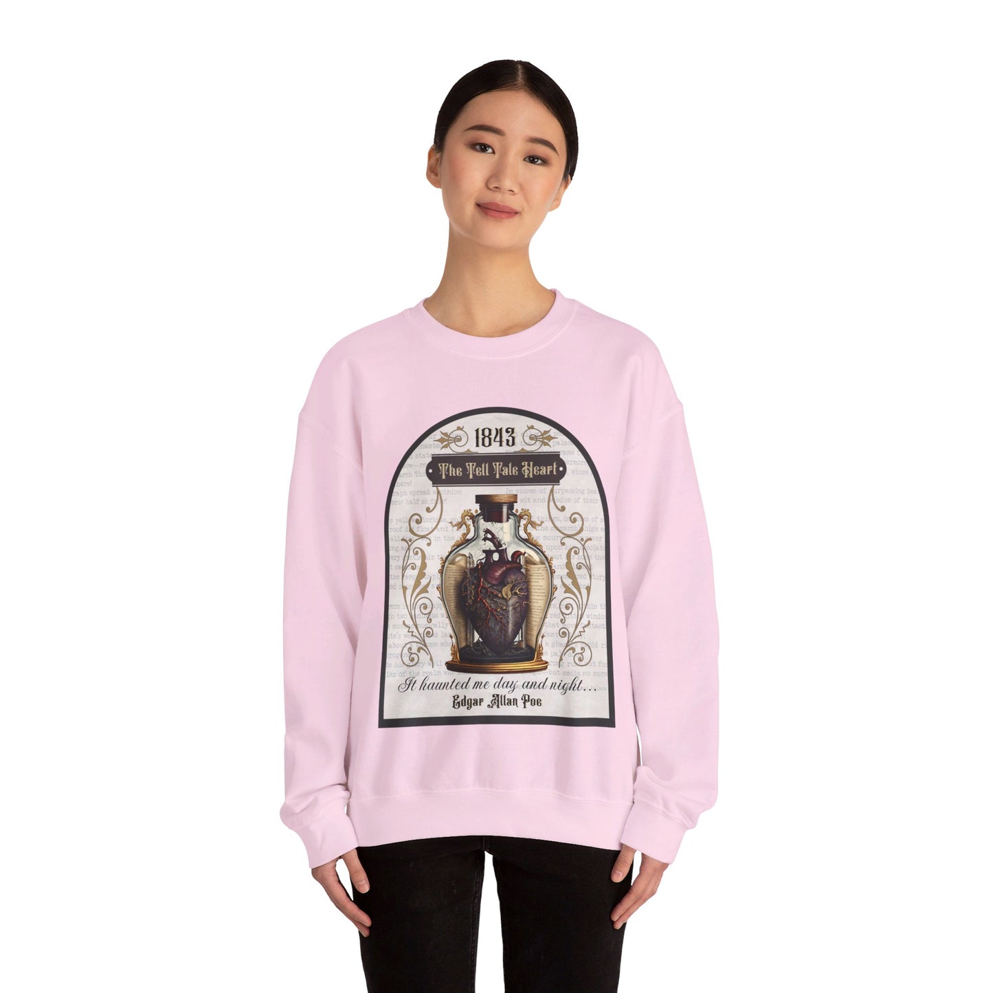 Edgar Allan Poe, The Tell Tale Heart Sweatshirt, Book Lover, Halloween, Haunting Gothic Gift, Light, Dark Academia, Horror Movie Sweater Sweatshirt Printify