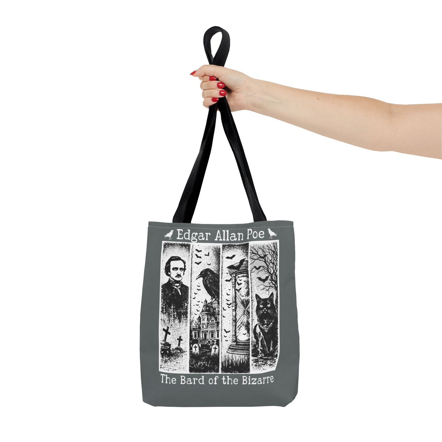 Edgar Allan Poe Tote Bag Gothic Literary Gift for Book Lover Dark Academia Macabre Accessory Halloween Tote Fall School Bag for Poetember Bags Printify