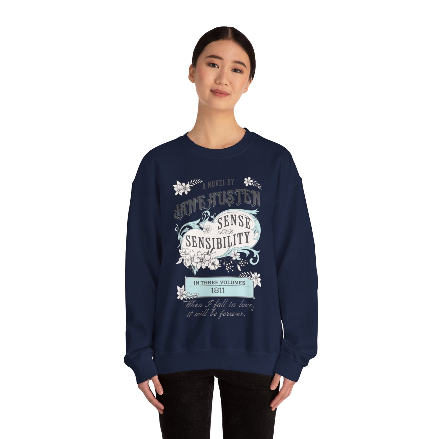 Jane Austen Sweatshirt, Sense & Sensibility Historical Romance Sweater, Bookish Literary Jane Austen Fan Art Gift, Gift for Her, Readers, Sweatshirt Printify