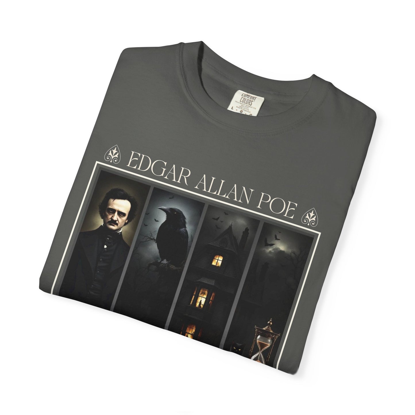Edgar Allan Poe T-Shirt Gothic Graphic Tee The Raven Nevermore Quote Horror Literature Shirt Dark Academia Aesthetic Halloween Party Gift