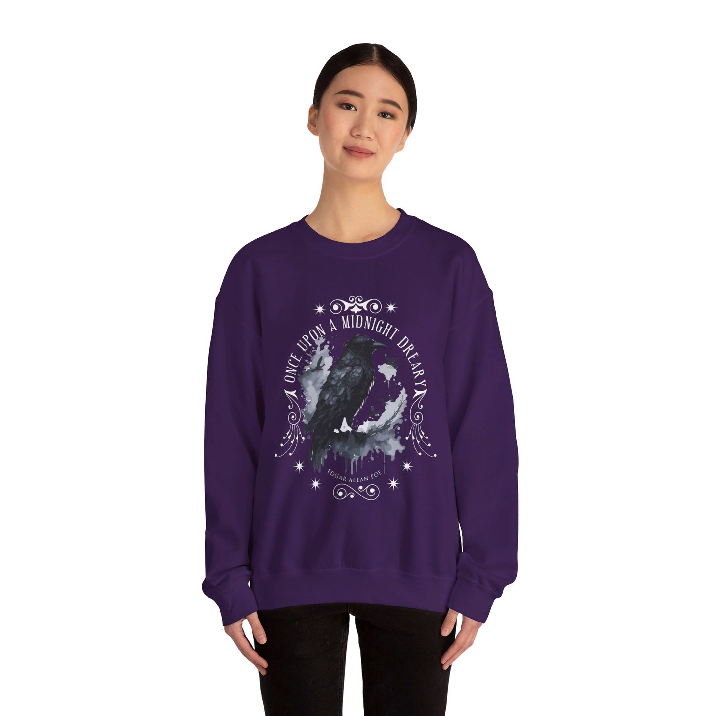 Edgar Allan Poe, The Raven Sweatshirt, Poet, Poetry Lover Sweater, Book Lover, Haunting Gothic Gift, Light, Dark Academia, Horror Movie Top Sweatshirt Printify