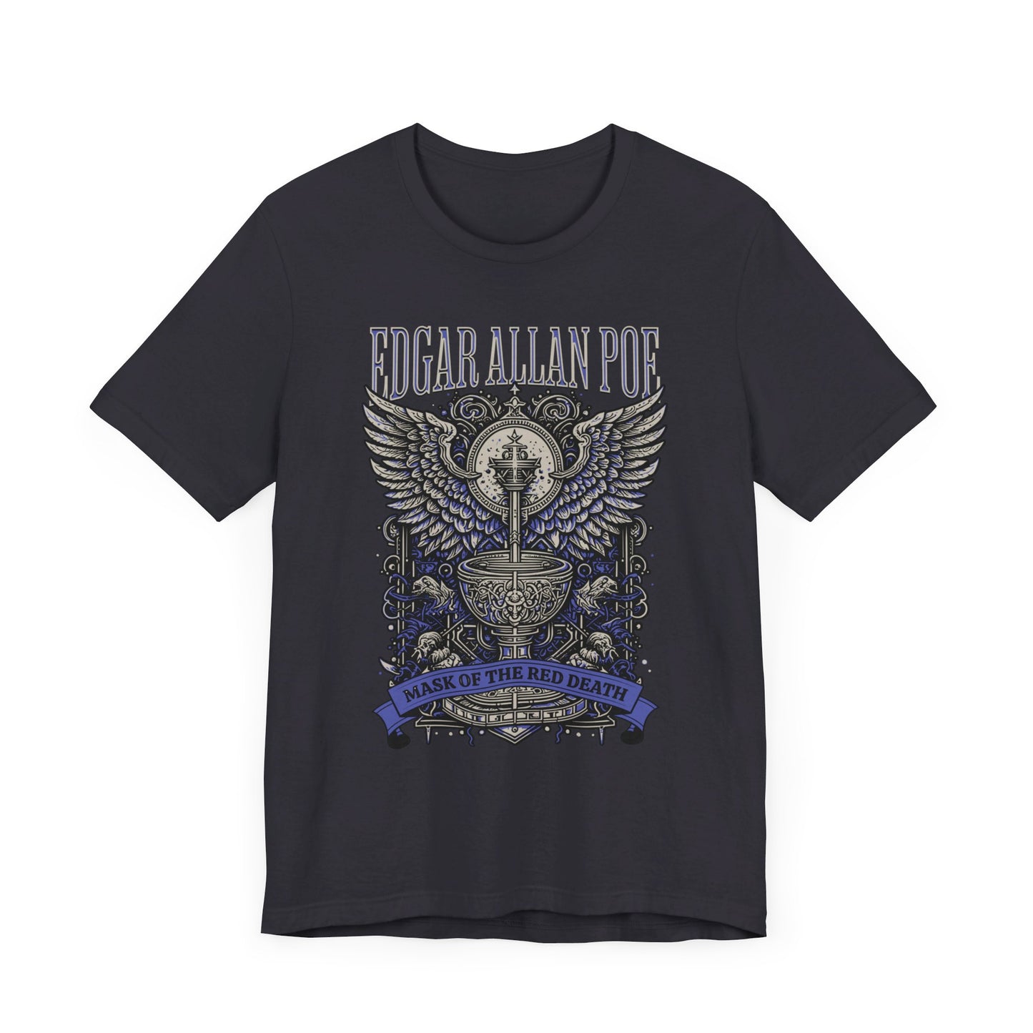 Edgar Allan Poe, Mask Of The Red Death T-Shirt, Book Lover Tee, Haunting Gothic Gift, Light, Dark Academia, Literary Poetry Bookclub Shirt T-Shirt Printify