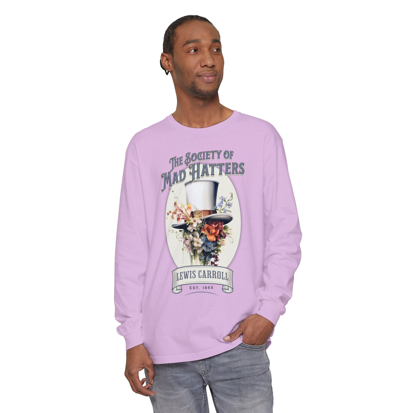 Alice in Wonderland Long Sleeve Shirt, Vintage Lewis Carroll The Mad Hatter TShirt, Tea Party, Queen of Hearts Bookish Booktok Academia Gift Long-sleeve Printify