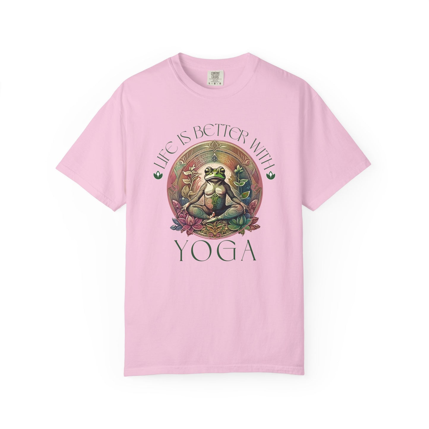 Green Yoga Frog Life Is Better With Yoga Unisex T-Shirt, Casual Wear, Highlander Fan Gift, T-Shirt Printify Blossom S